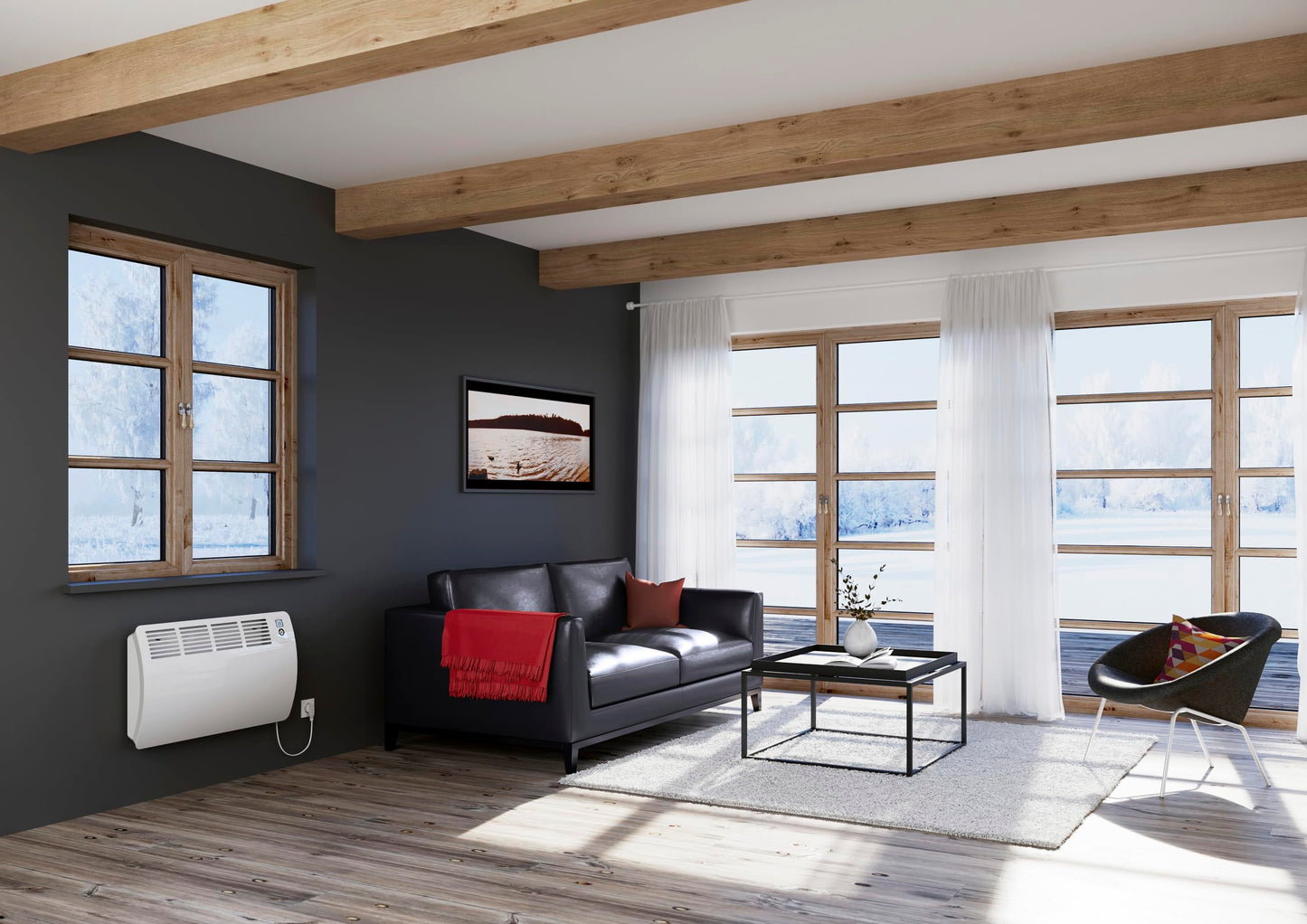 AEG Wall Convector WKL 2000 Comfort, electric heating energy-saving, 2000 W for approx. 25 m², VDE approved, LCD display, weekly timer, 120 min timer, Silent Mode, 238720.