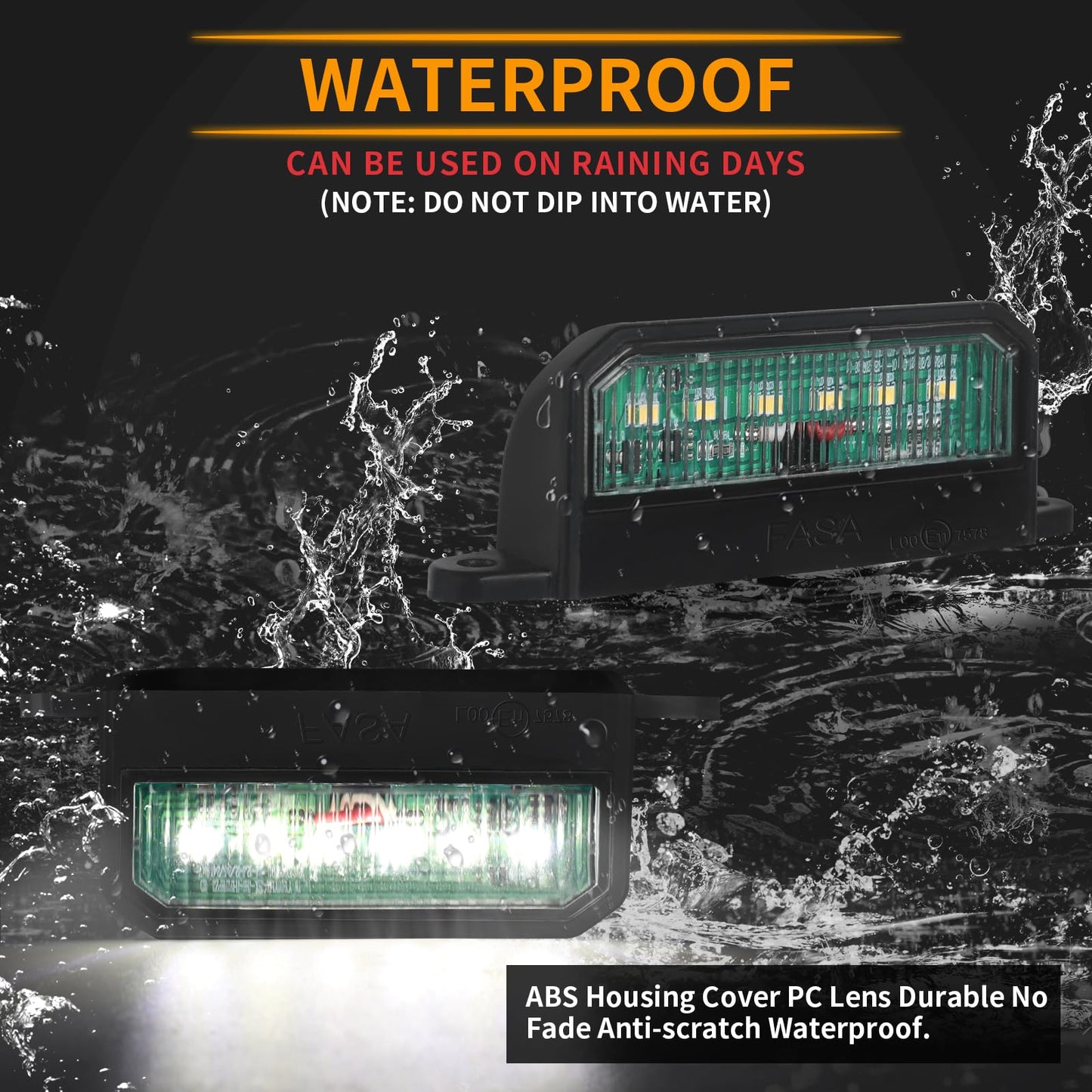 AOHEWEI 2 x LED License Plate Lights Rear License Plate Lights 12~24V Waterproof Perfect For Truck Or Boat