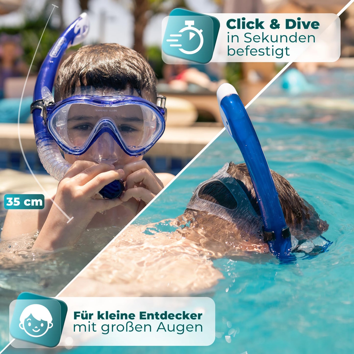 KIDVERSE Kids' snorkel set for boys and girls includes goggles and snorkel. Dive mask and child-sized snorkel for underwater adventures.