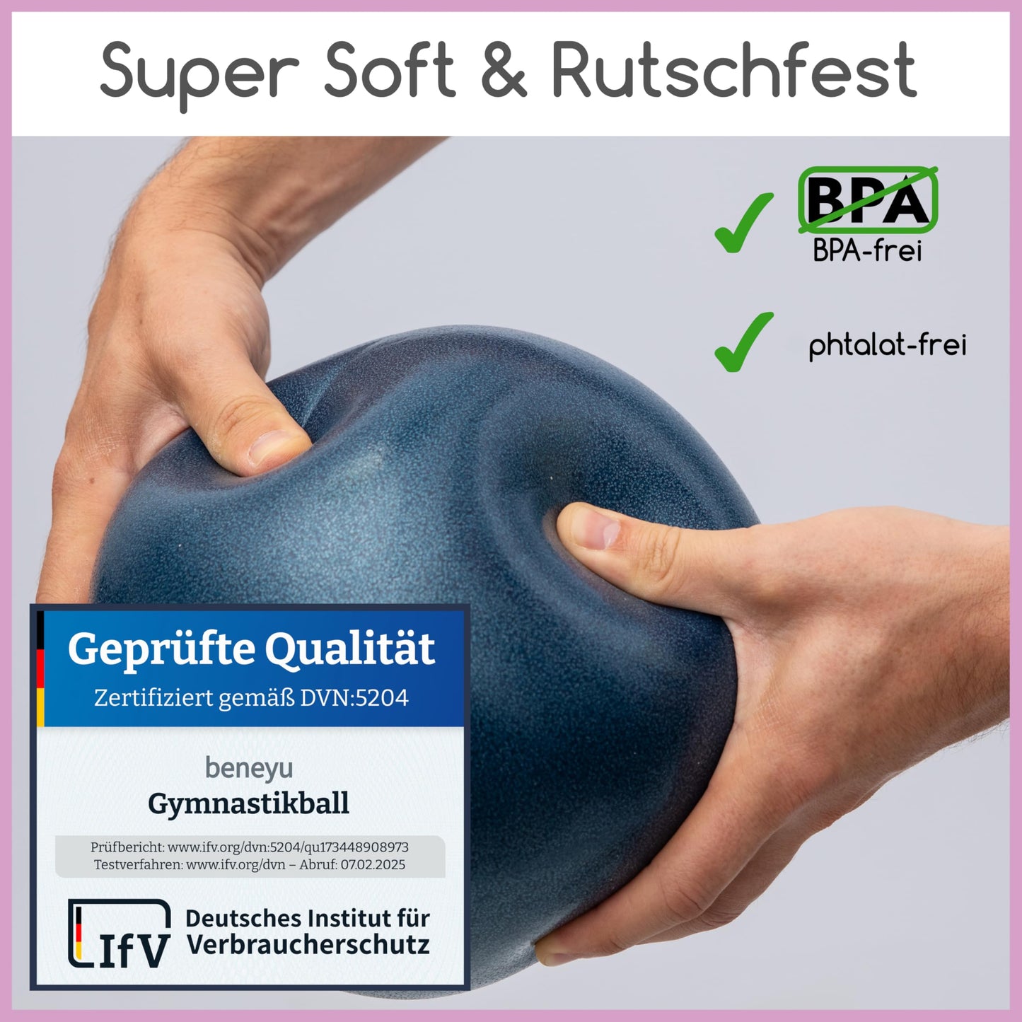 Beneyu non-slip & super lightweight soft Pilates ball - small exercise ball - 23cm + exercises