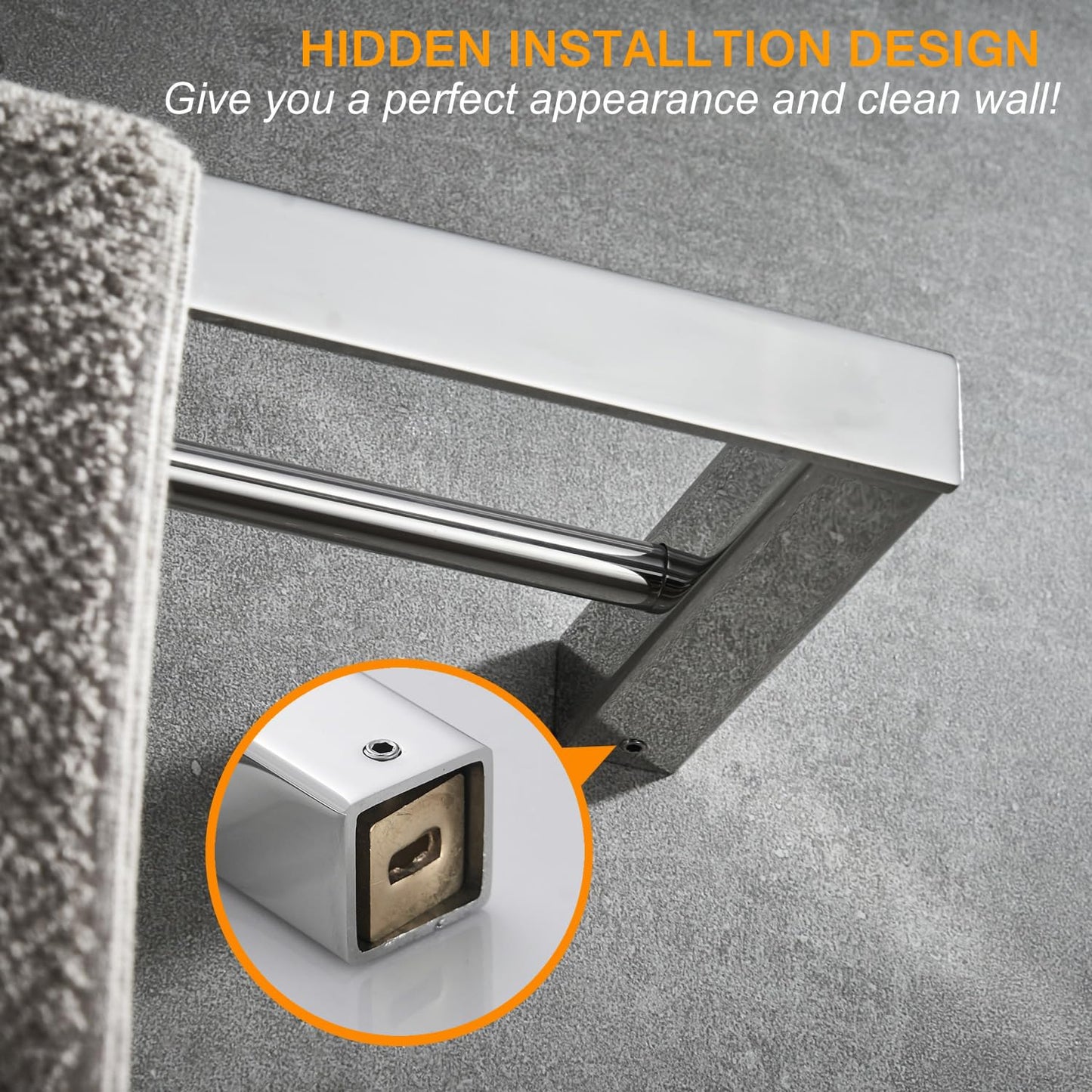 Bathroom toilet double 40cm towel bar wall mounted, stainless steel - polished stainless steel, BA8502C-40