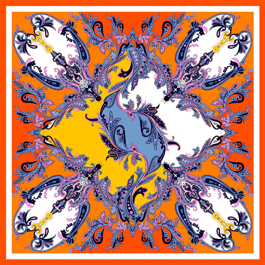 Lorenzo Cana luxury women's silk scarf intricately printed scarf 100% silk 90 cm x 90 cm harmonious colors women's scarf wrap 89023