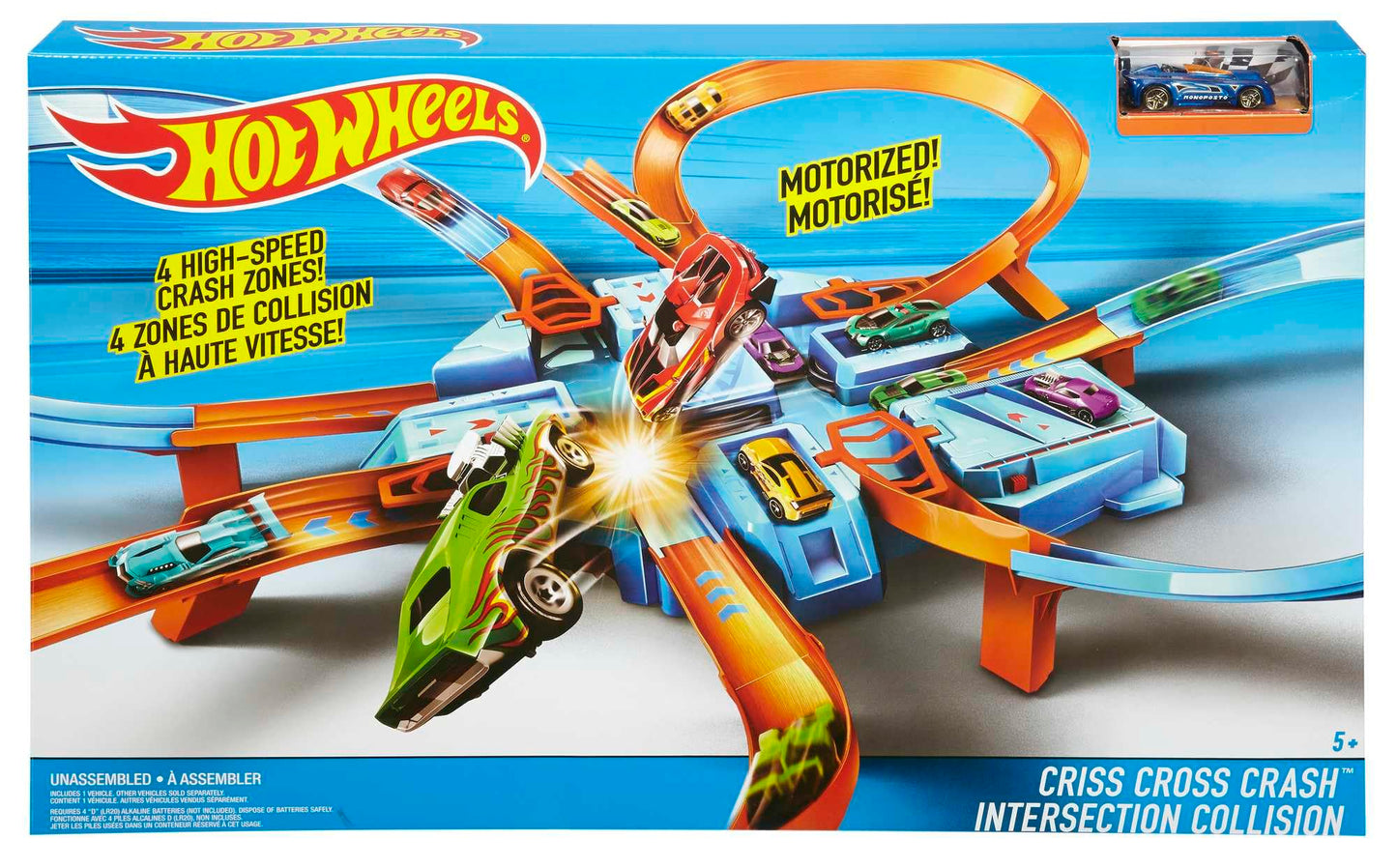Hot Wheels DTN42 - Trackset with ramps, intersections, looping, parking spots, + 1 vehicle