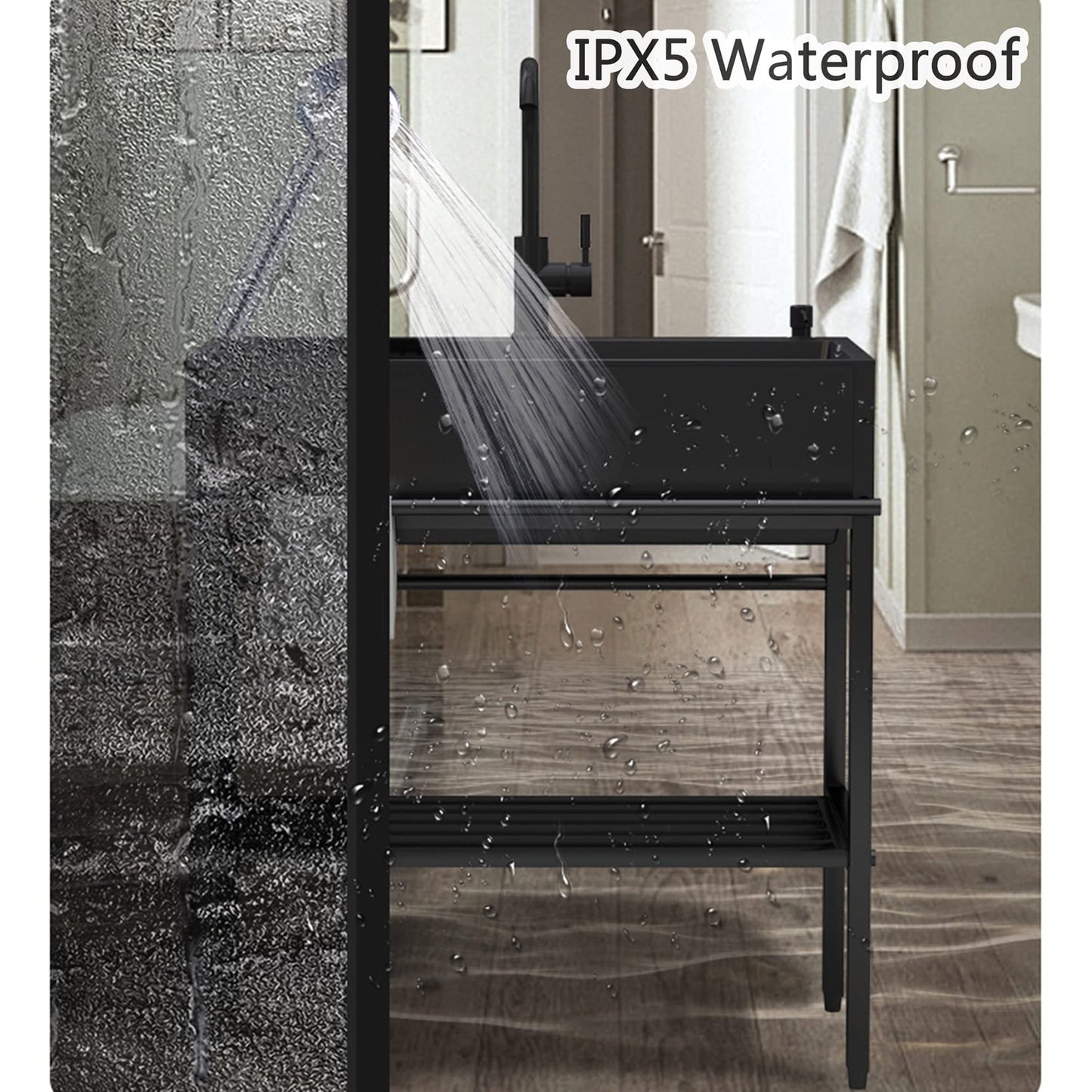Stainless Steel Standalone Kitchen Sink in Black, with Drainboard for Kitchen Utensils. Great for Kitchen Organization and Storage. Size: 60"