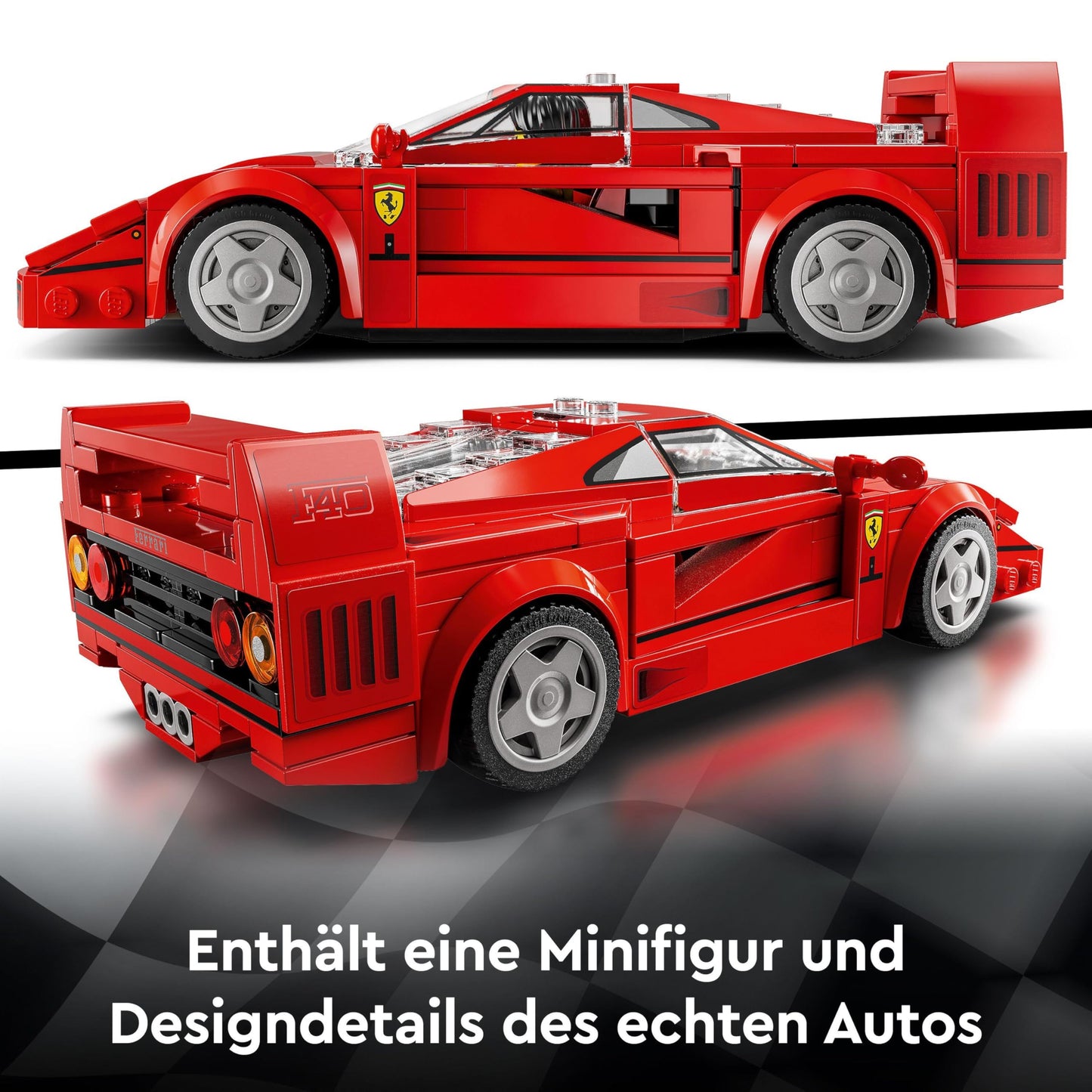 LEGO Speed Champions Ferrari F40 Supercar, set with buildable toy car and driver minifigure, collectible building kit for kids, great gift for boys and girls 76934.