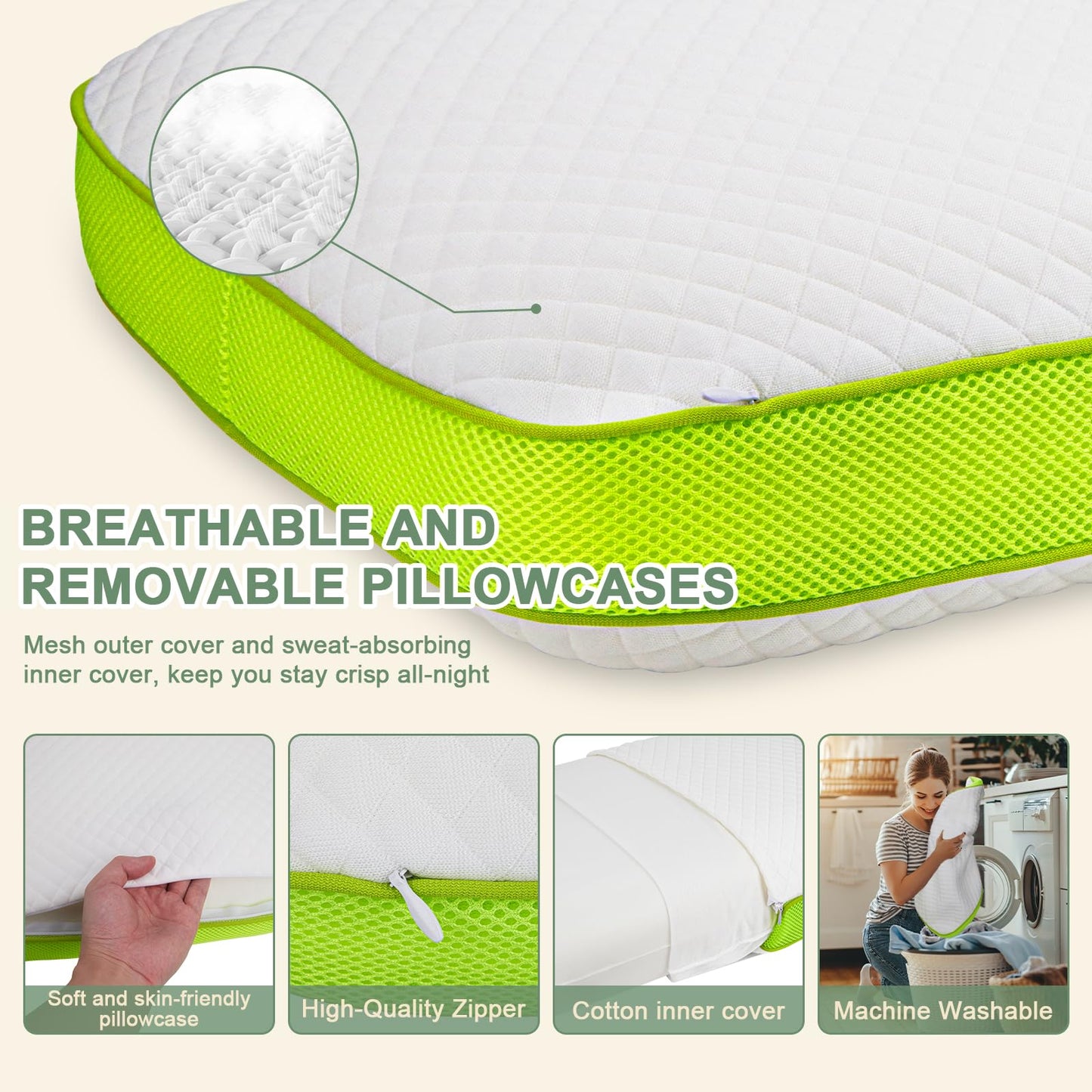 Rescien Memory Foam Neck Support Pillow 55 X 35cm with Carrying Bag, Orthopedic Pillow for Restful Sleep, Adjustable Height Side Sleeper Pillow, Ergonomic Head Pillow.