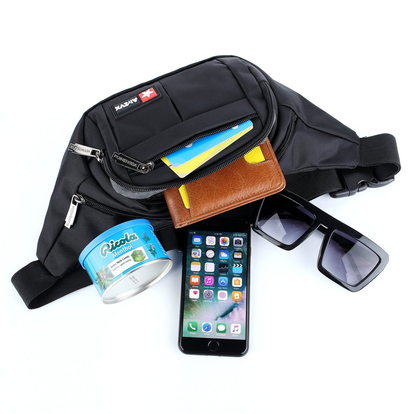 Waterproof waist bag suitable for travel, sports, and all outdoor activities. Waist bag for both men and women, waterproof hip bags for running (Black)