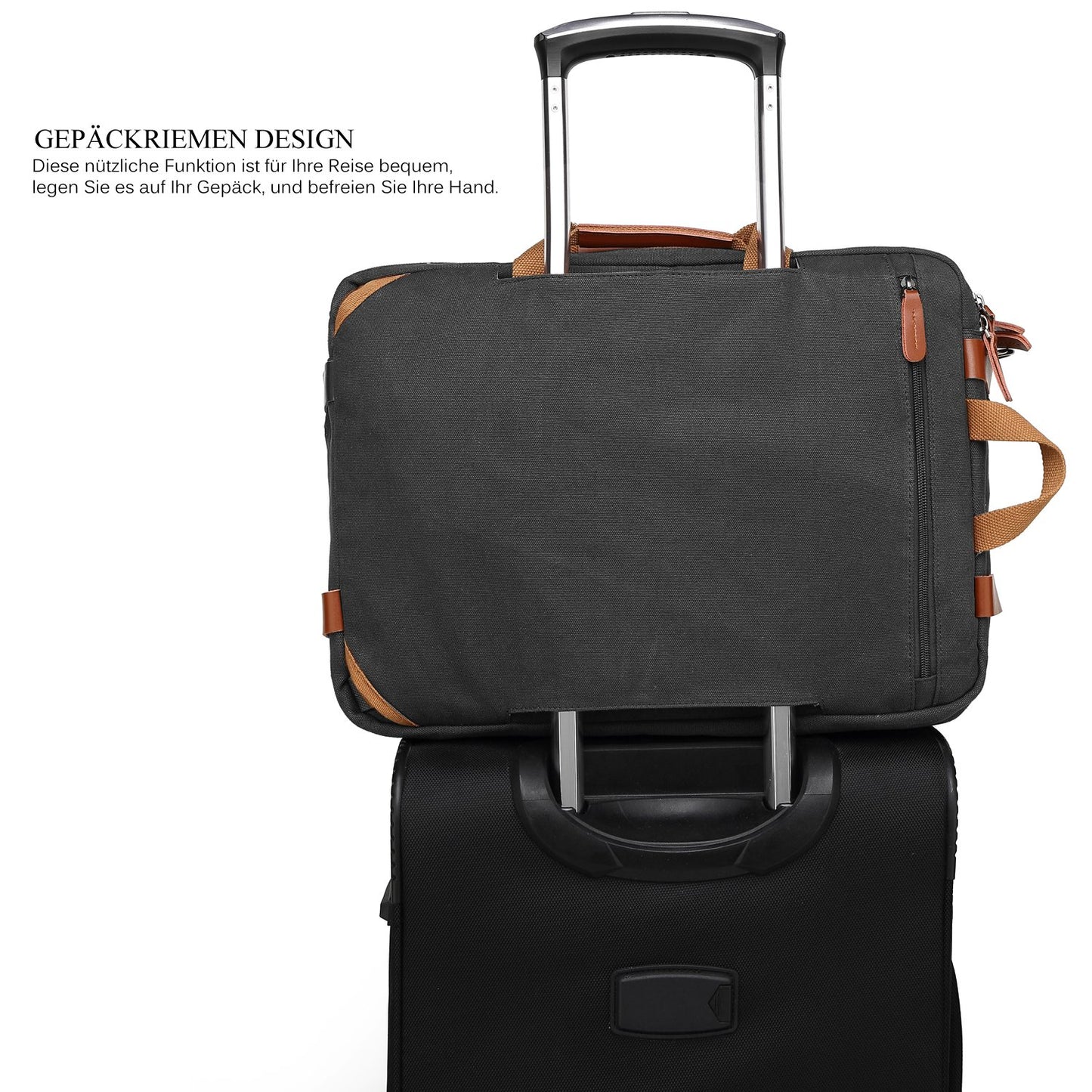 CoolBELL Convertible Briefcase Messenger Bag 17.3 Inch Laptop Bag Backpack Shoulder Bag Travel Shoulder Bag for Men/Women, Canvas Black