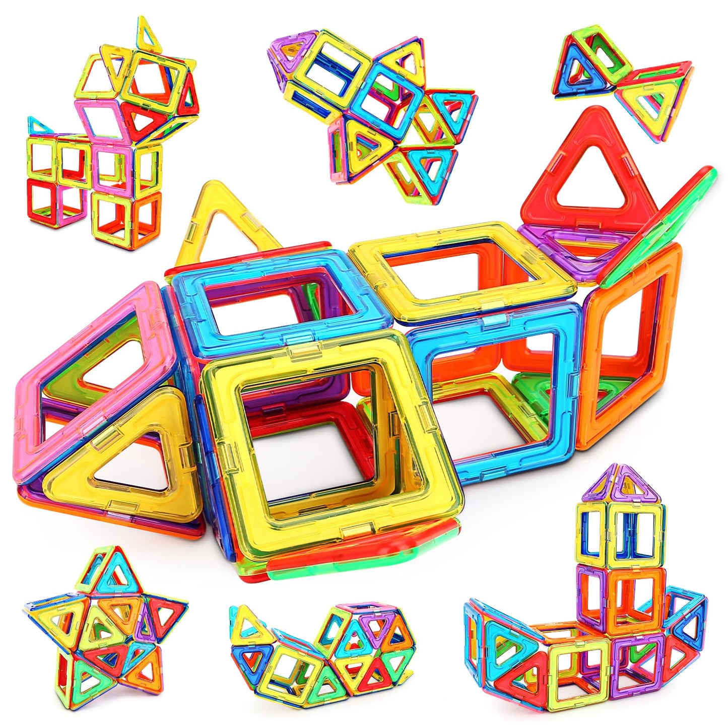Magnetic building blocks, magnetic toys for kids, magnetic building blocks educational toy birthday preschool kids toddlers boys girls 3 years and up (48pcs Magnetic Tiles)