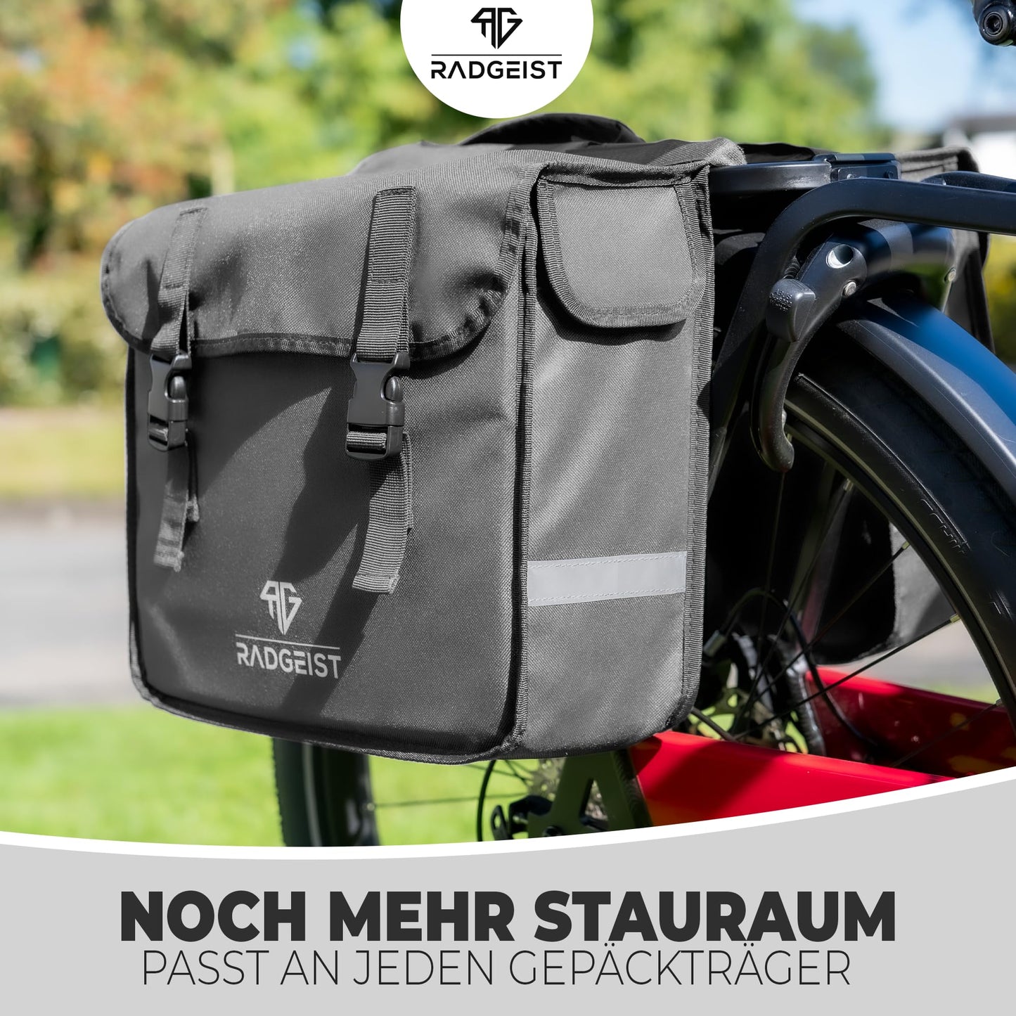 RADGEIST Double Pannier for luggage rack I Double bicycle bag I Luggage rack bag Double bag for bike 30L