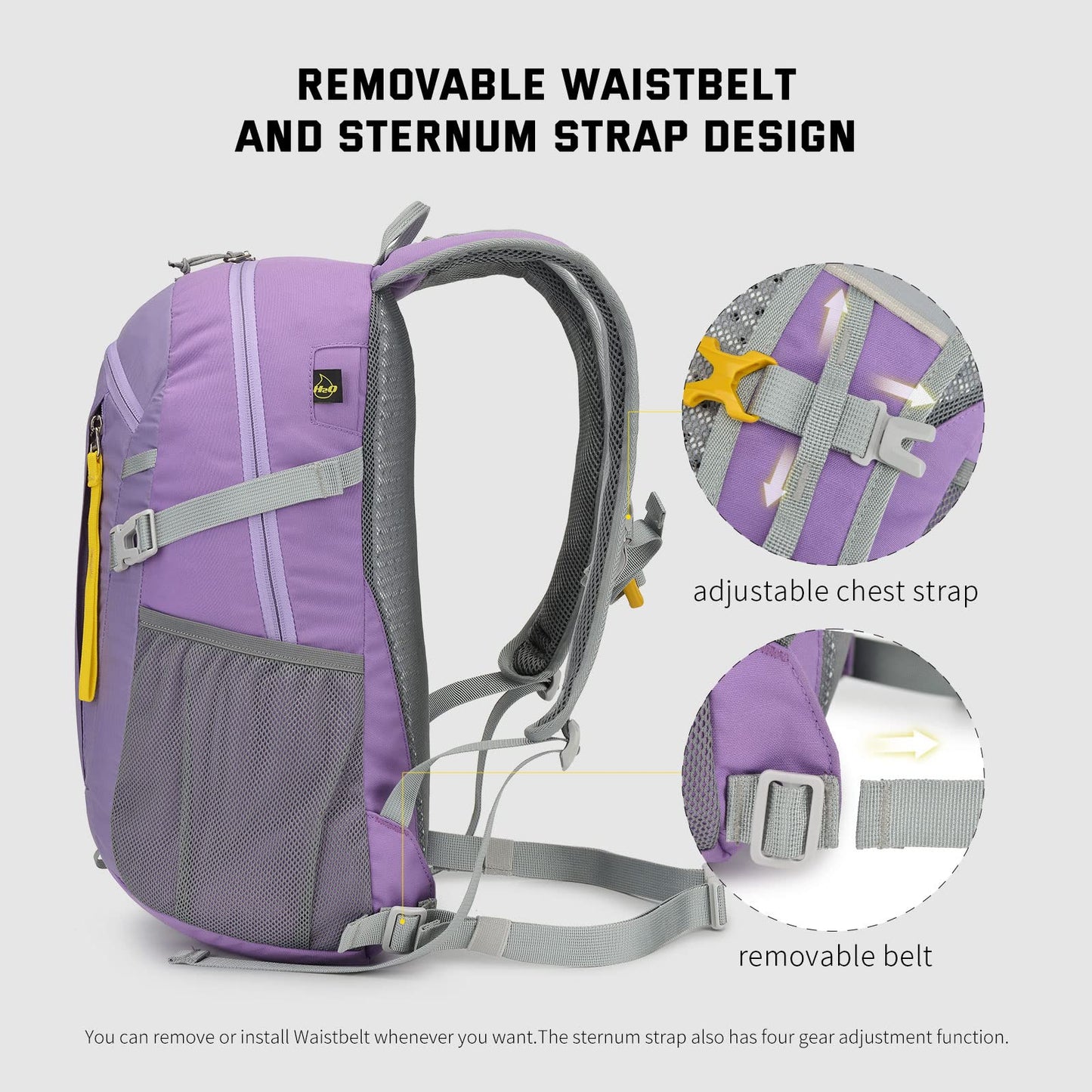 SKYSPER lightweight hiking backpack with back ventilation, made of breathable 3D Air Mesh polyester. Perfect for camping, outdoor activities, and hiking.