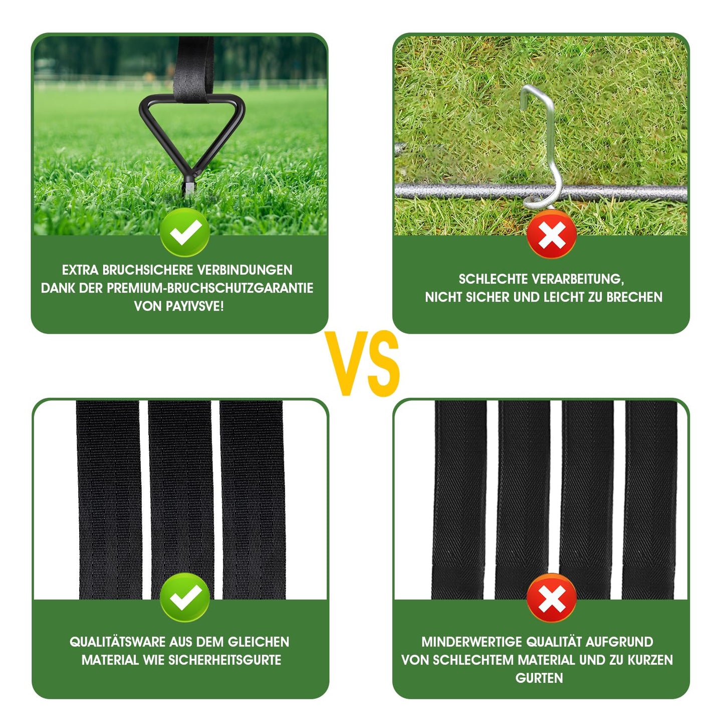 Ground Anchor Trampoline 4 Pack | Heavy Duty Ground Anchors | Screw-in Anchors for Trampolines | Twist-in Ground Anchors for High Winds with Straps