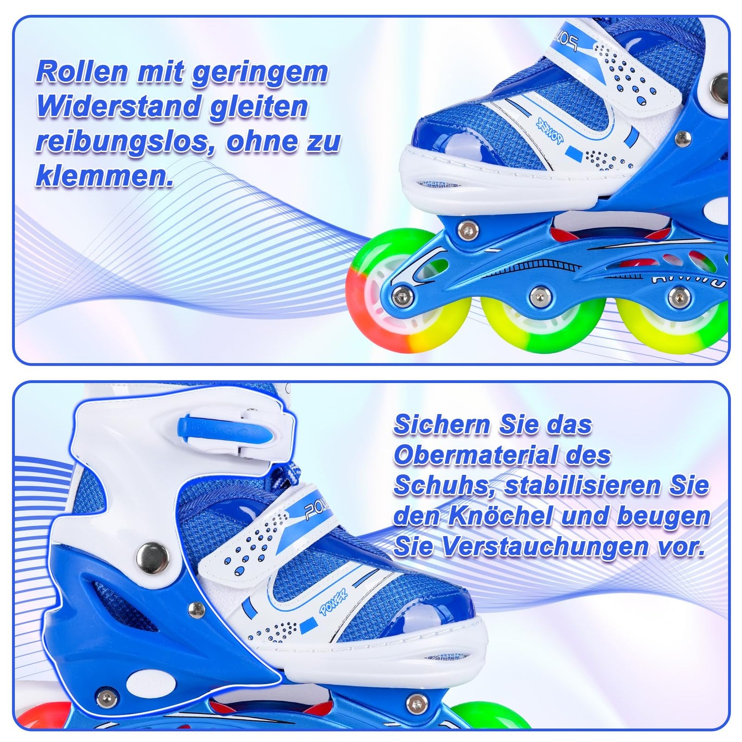 JIFAR Inline Skates for Kids, Adjustable Light-Up Inline Skates for Women and Men 30-33 34-37, Inline Skates for Girls Boys Roller Skates Children Size Adjustable