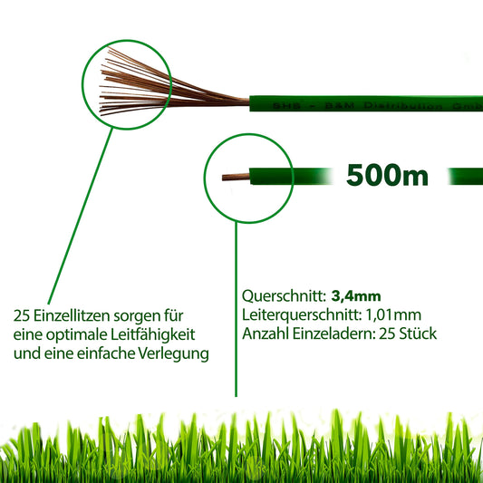 500m boundary wire for robotic lawnmower lawn mower accessories set boundary wire for search cable - compatible with GARDENA/BOSCH/HUSQVARNA/WORX/HONDA/ROBOMOW / Ø2.7mm