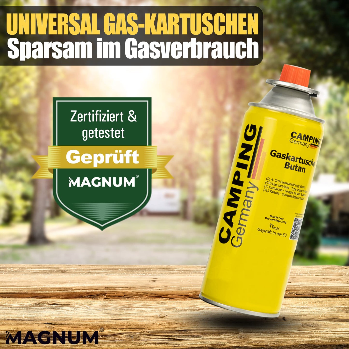 MAGNUM® gas stove incl. 4x gas cartridges and carrying case - camping stove with gas cartridges - camping gas stove complete set with piezo ignition