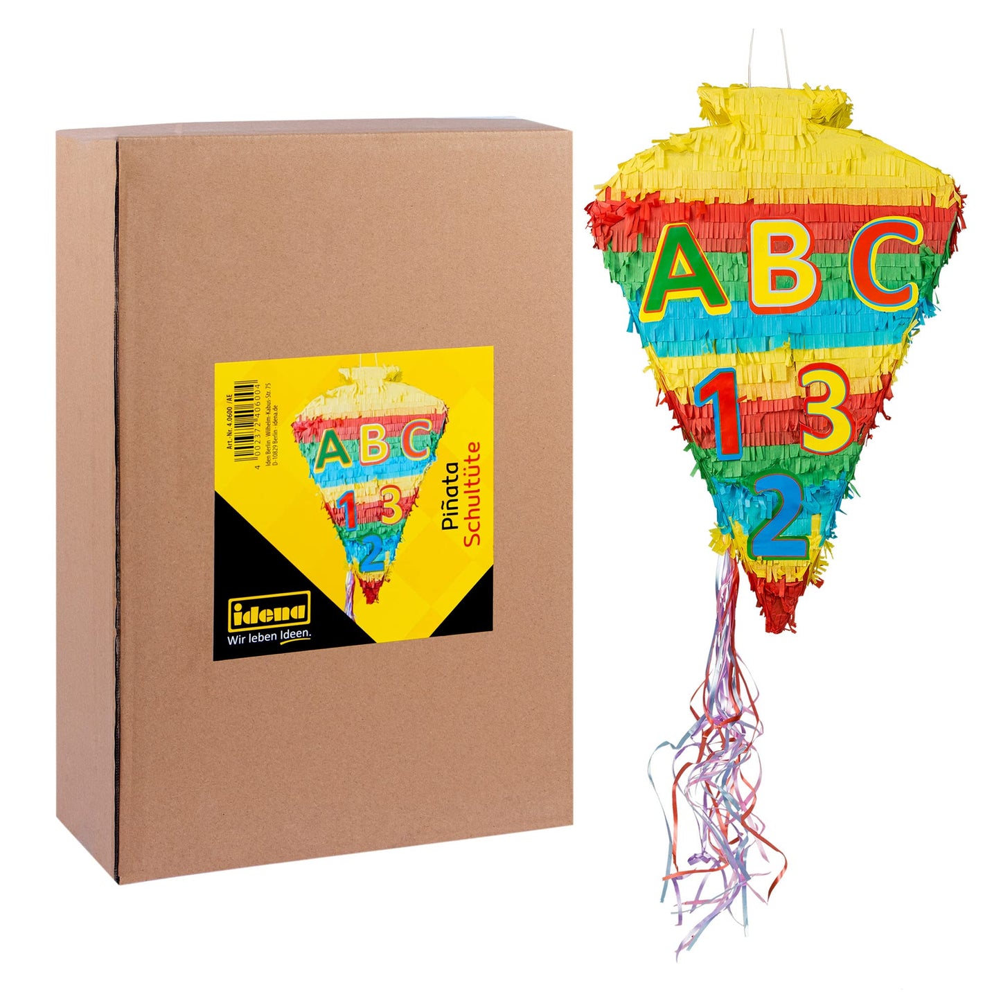 Idena 90125 - 1 Pinata school cone, 1 garland, 1 foil balloon school start, enrollment, school start, decoration, gift