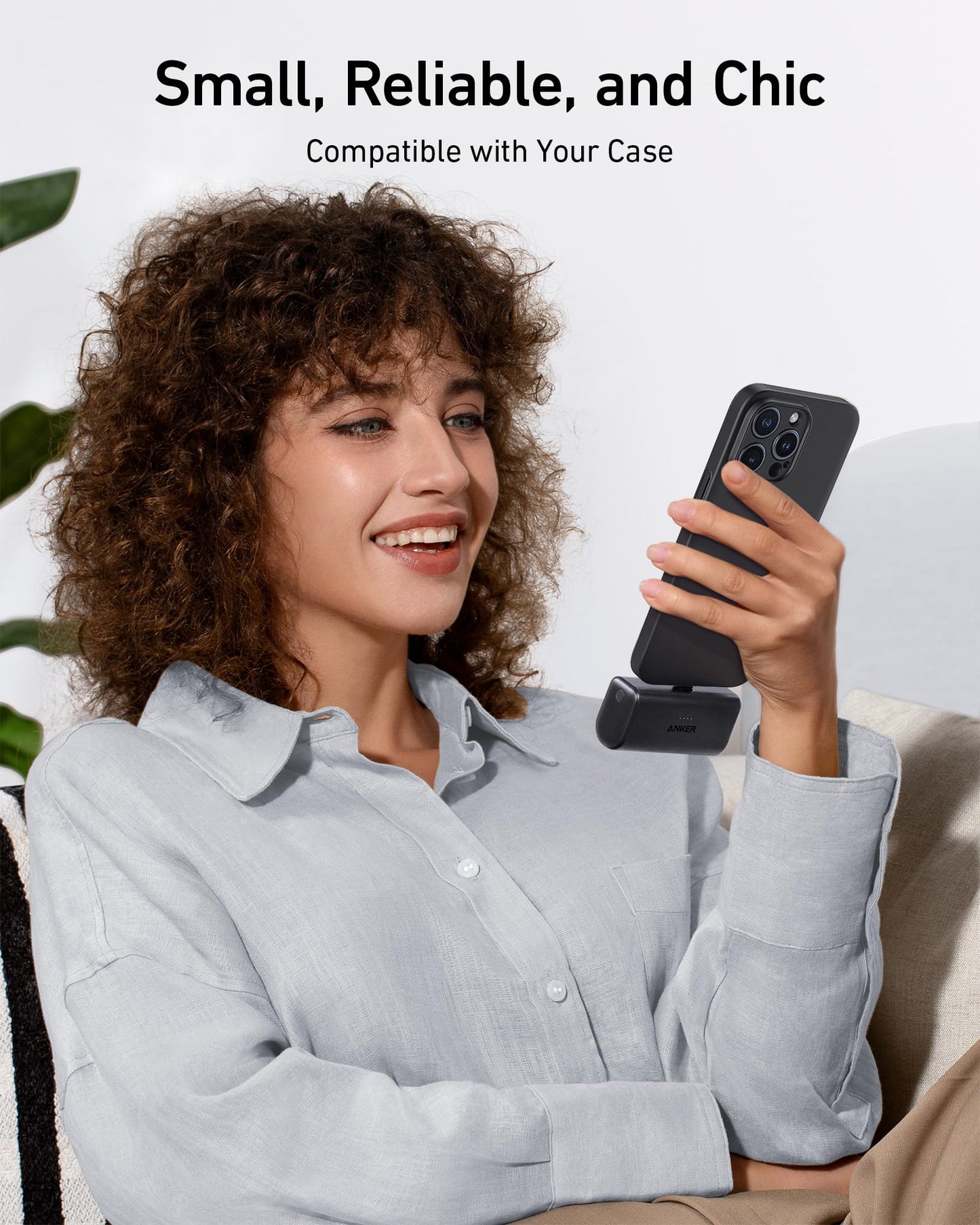 Anchor Nano Powerbank, 5000mAh Powerbank 22.5W, Integrated Foldable USB-C Connector, Compatible with iPhone 17/16/15, Samsung S22/23 Series, Note20 Series, Huawei, iPad Pro/Air, AirPods, and more.