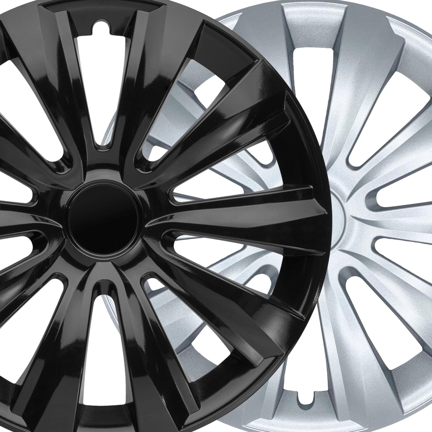 Albrecht 15 inch black wheel caps for steel rims - Delta hubcaps made of high-quality plastic - Durable wheel covers in original Albrecht packaging - Made in EU.
