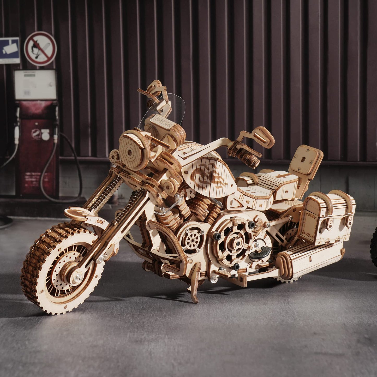 ROKR 3D Puzzle Wooden Building Set Mechanical Gear Model Cruiser Motorcycle for Kids Adults.