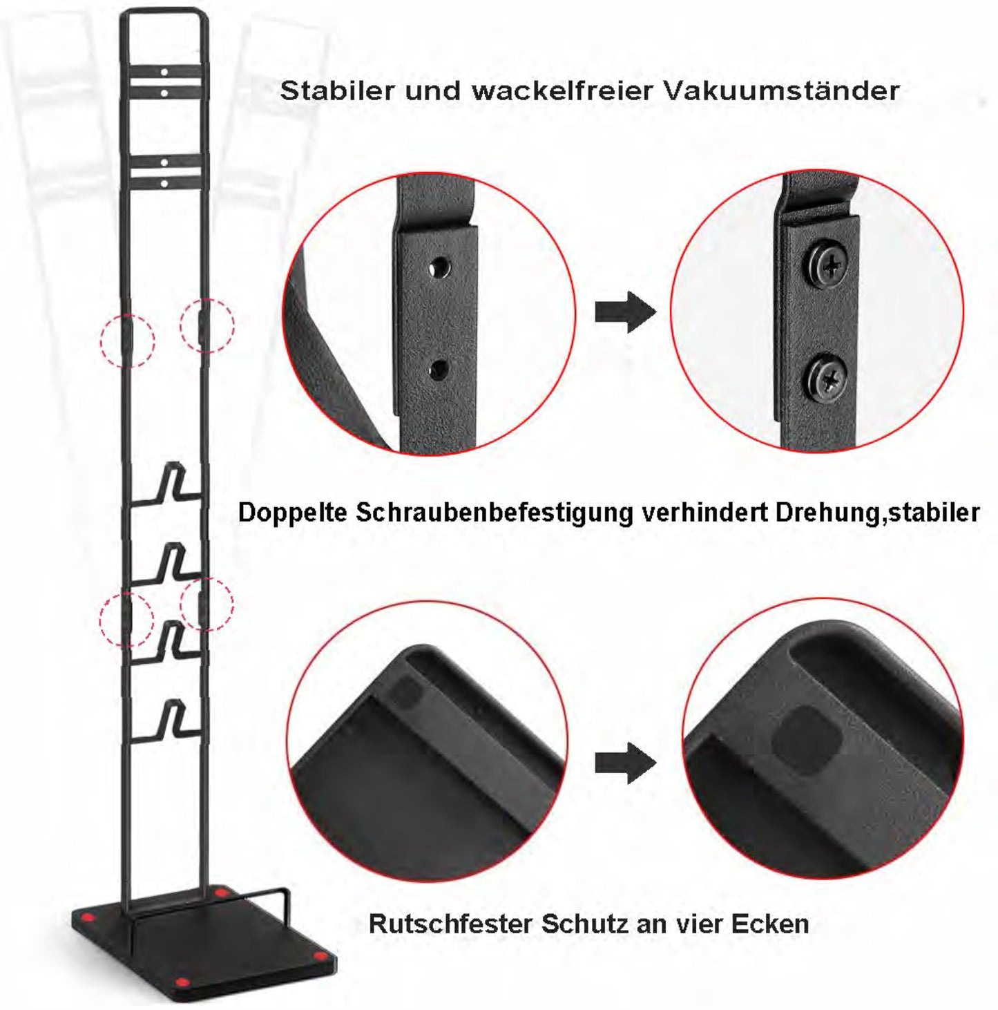 JUPELI stand, vacuum accessories. Sturdy metal holder for Dyson cordless vacuum cleaners V15 V11 V10 V8 V7 V6, black. Compatible with DC30 DC31 DC34 DC35 DC58 DC59 DC62 DC74.