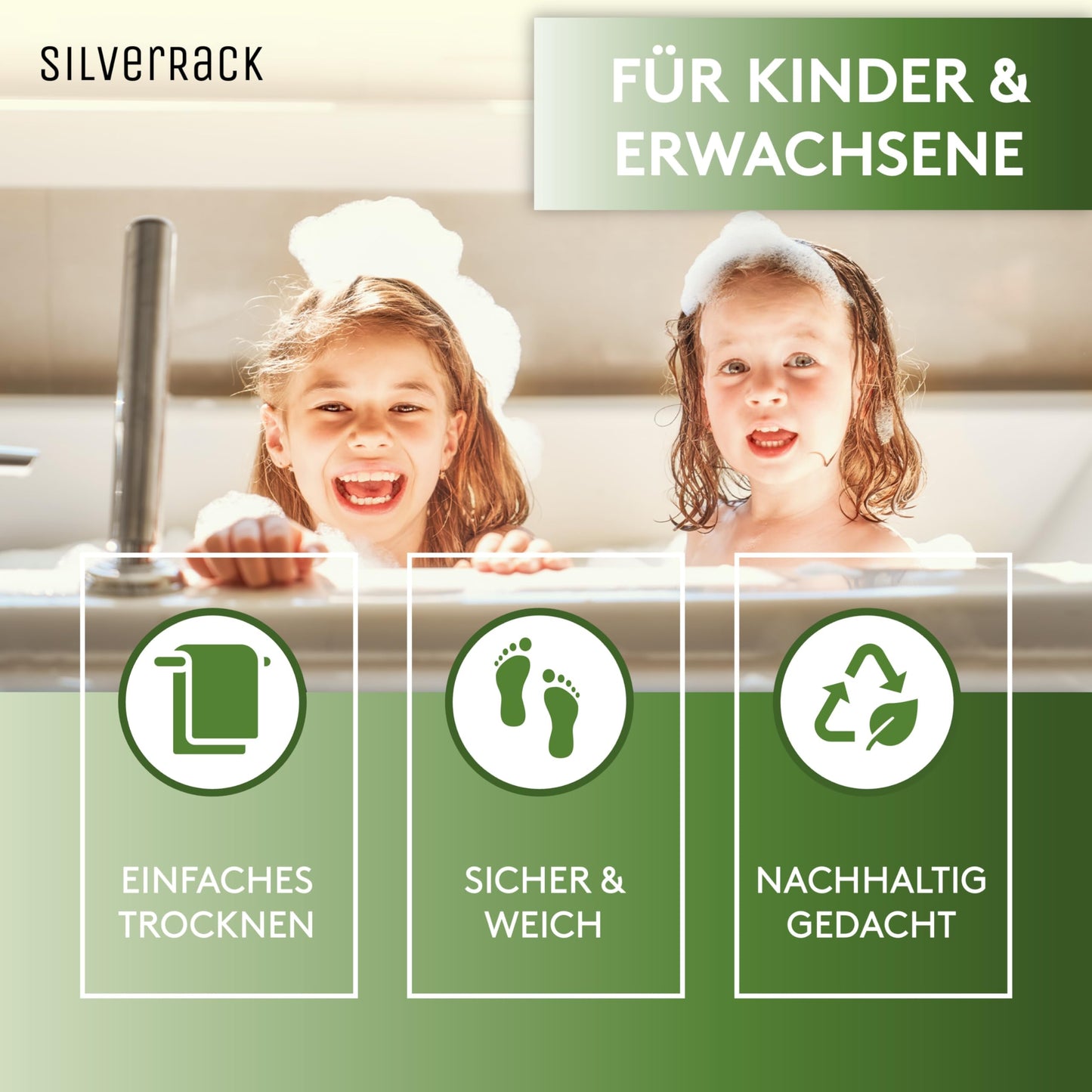 SilverRack Non-Slip Shower Mat 53x53 cm (Yellow) - Shower Anti-Slip Mat BPA Free for Kids - Non-Slip Bath Mat, Machine Washable and Mold Resistant - Non-Slip Shower Insert