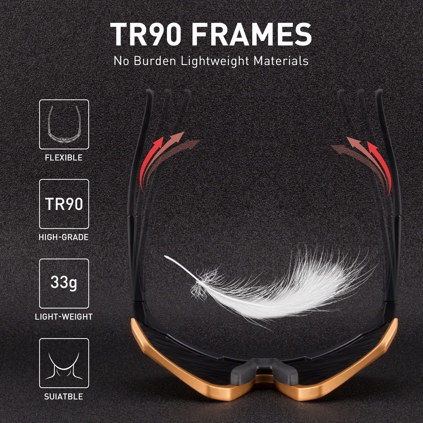 KAPVOE Polarized Cycling Glasses with 4 interchangeable lenses TR90 frame for men women outdoor sports cycling MTB sports sunglasses biking glasses driving fishing running baseball Blue Black 01