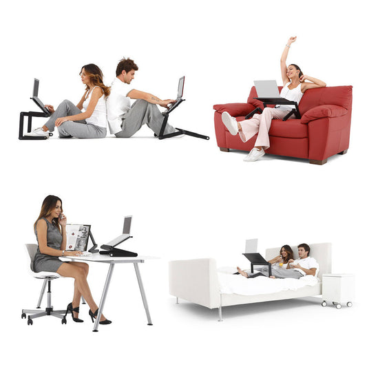 LifeBasis Laptop Stand Foldable Fully Adjustable Notebook Stand Aluminum Alloy Portable Bed Breakfast Tray Book Stand for Ultrabook Notebook up to 17", Black PACKAGING