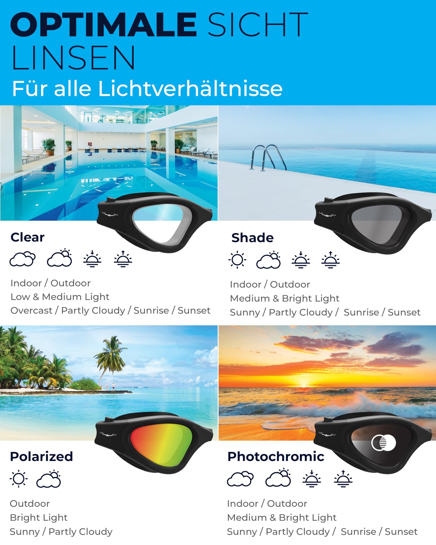 AqtivAqua Photochromic Swim Goggles for Men, Women, Adults, and Kids DX-H (Red, Photochromatic)
