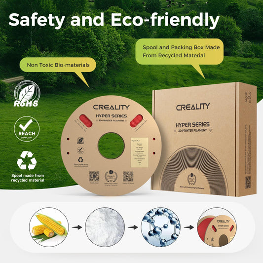 Creality Official Hyper PLA Filament Red 1KG, 3D Printer Filament for high-speed printing, durable and resilient, smooth, overhang performance dimensional accuracy +/-0.03mm, 2.2lbs/Spool.