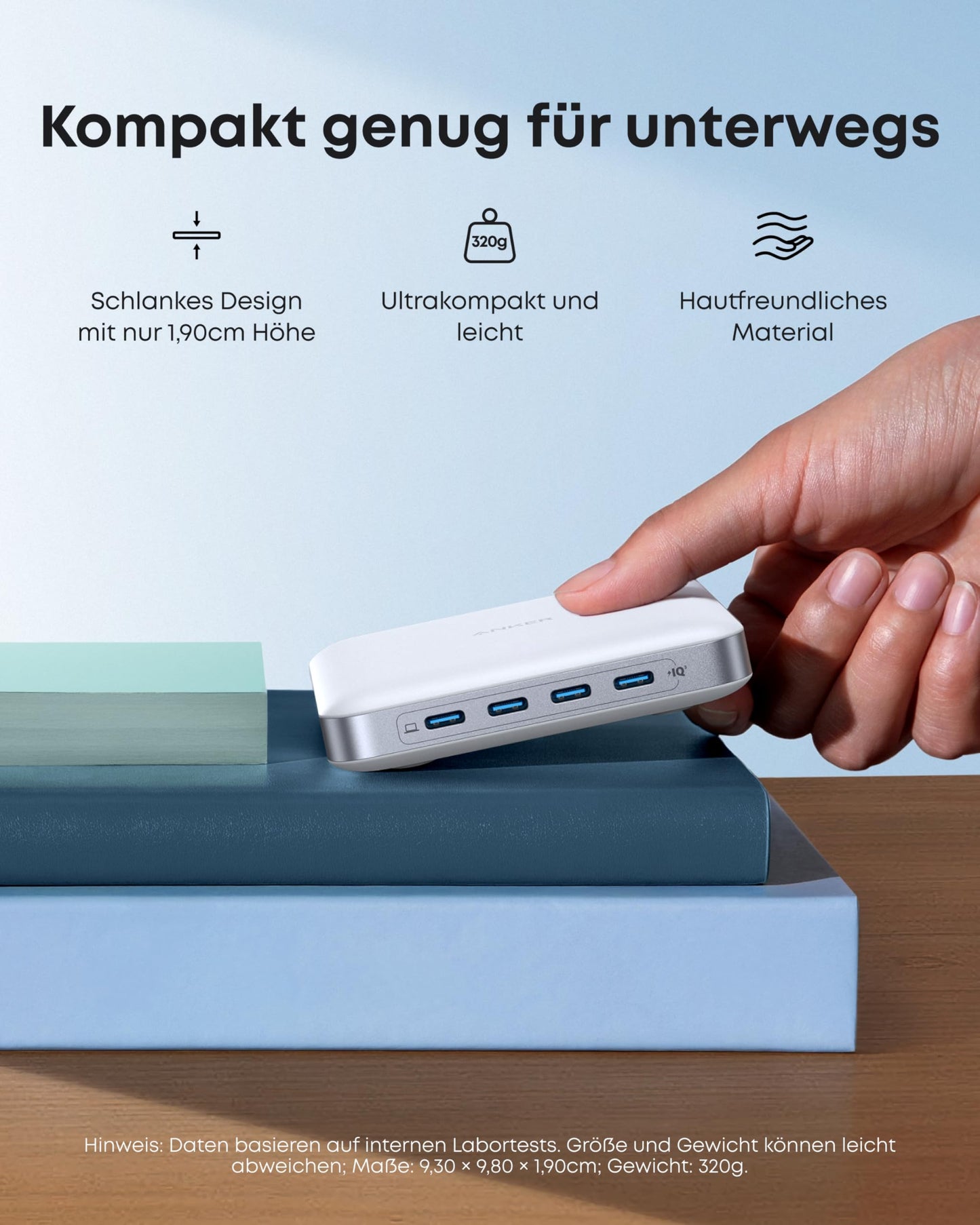 Anchor Nano Charger, 6-port charging station with 130W output, 4 USB-C and 2 USB-A ports, compact and stylish, for iPhone 17/16/15 series, iPad, MacBook, Pixel, Galaxy and more.