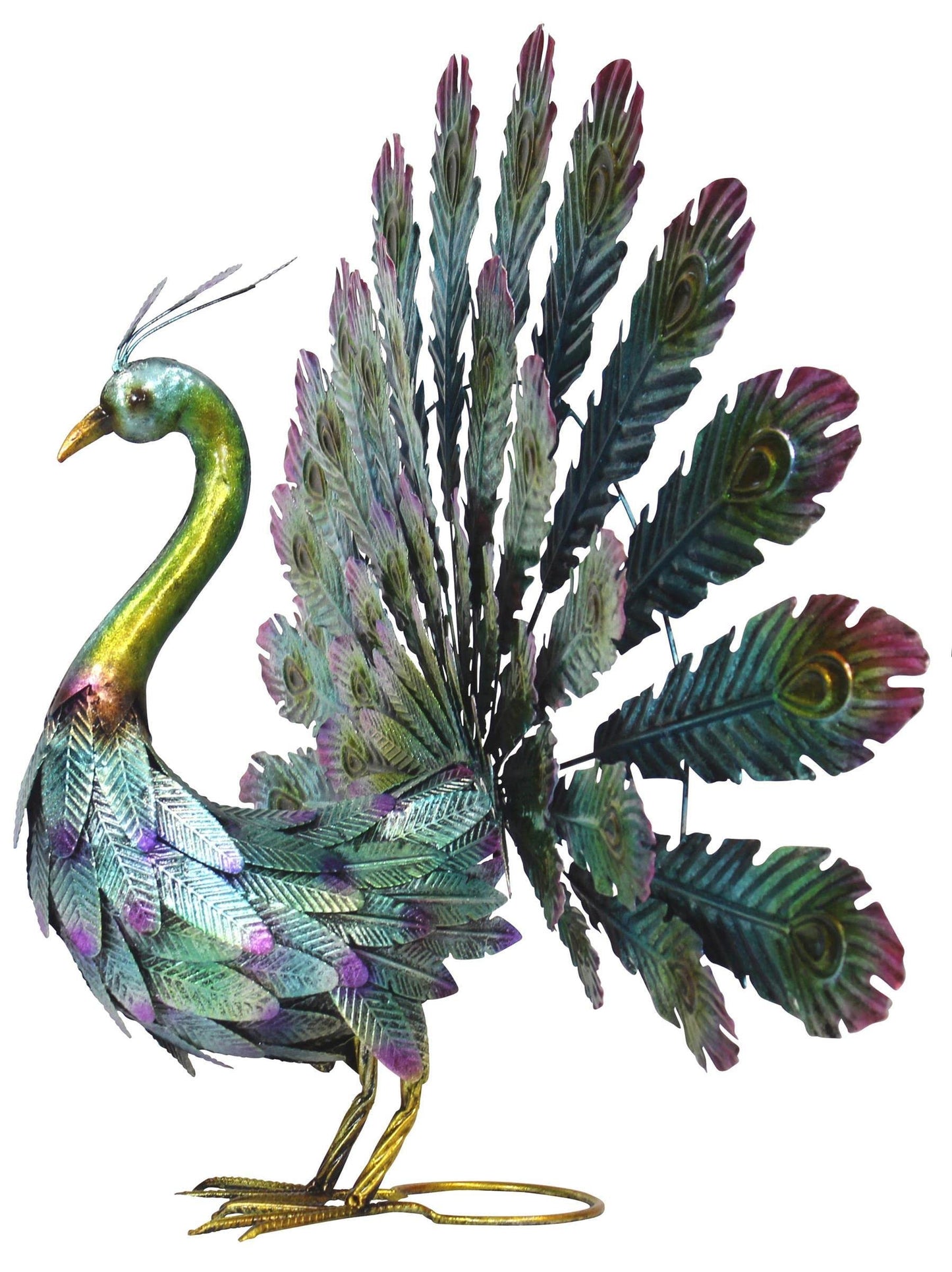 Metal garden figure peacock colorful 81 x 62cm deco sculpture garden decoration animal figure