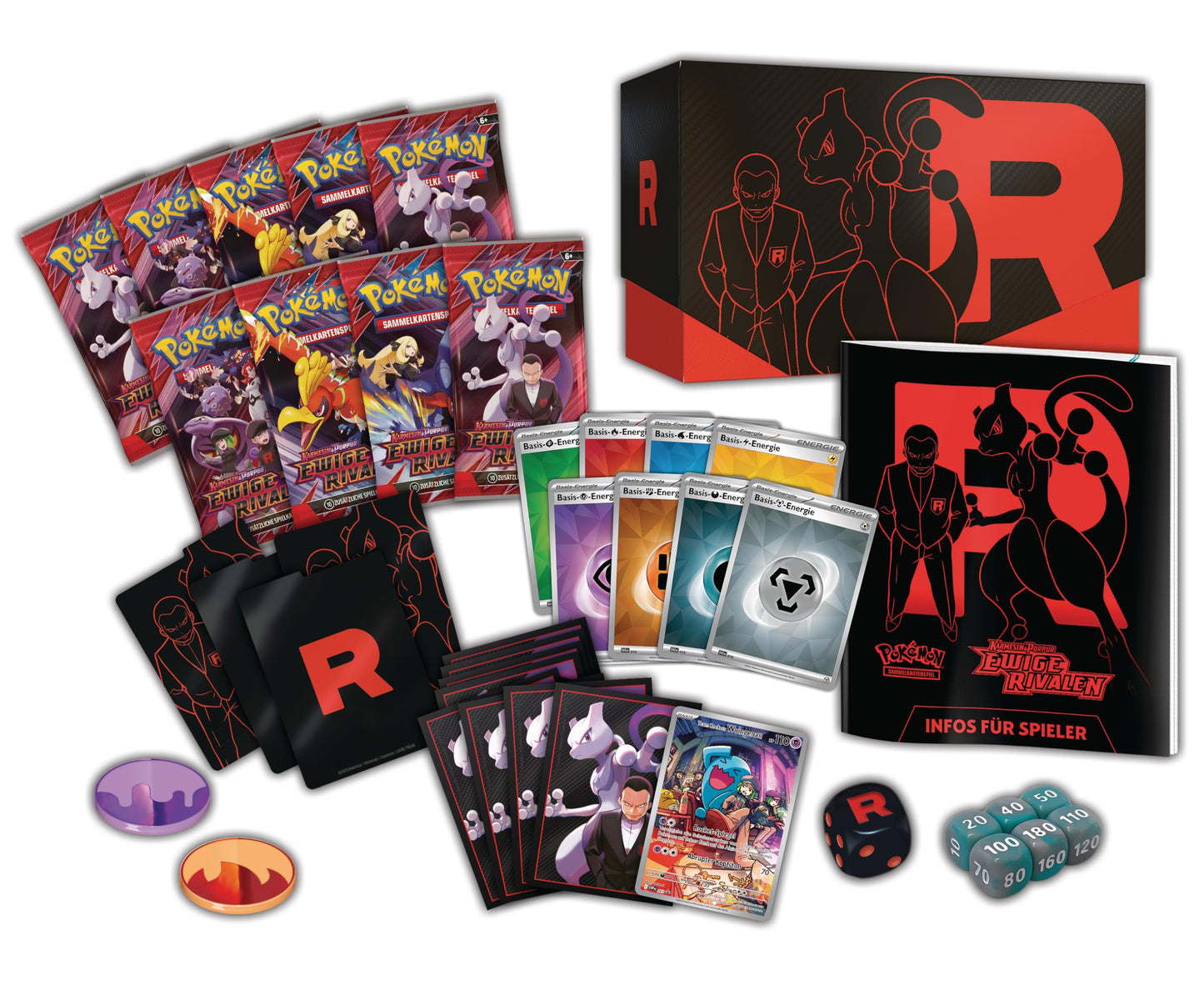 Pokémon Trading Card Game: Top Trainer Box Crimson & Purple - Eternal Rivals (1 full-art promo card, 9 booster packs, and premium accessories)