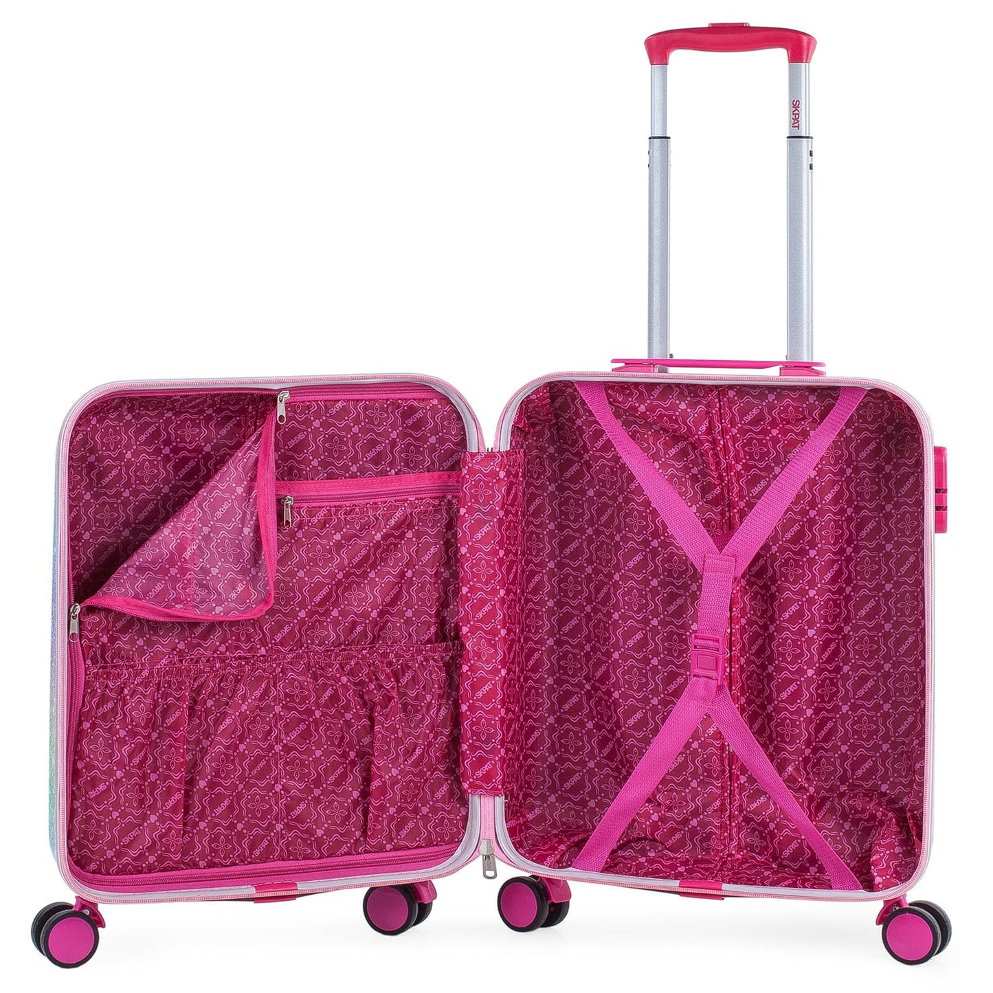 SKPAT - Children's suitcase, Rolloffs style carry-on trolley for girls, lightweight kids trolley, hand luggage, compatible with Ryanair TSA combination lock, Fuchsia.