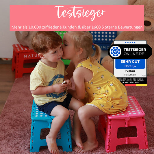 NATUMO® Folding Step Stool for Kids, Lightweight and Non-Slip Children's Stool for Bathroom & Toilet, Foldable Step for Bathrooms, Kitchen, and Garden, 22cm (Black)