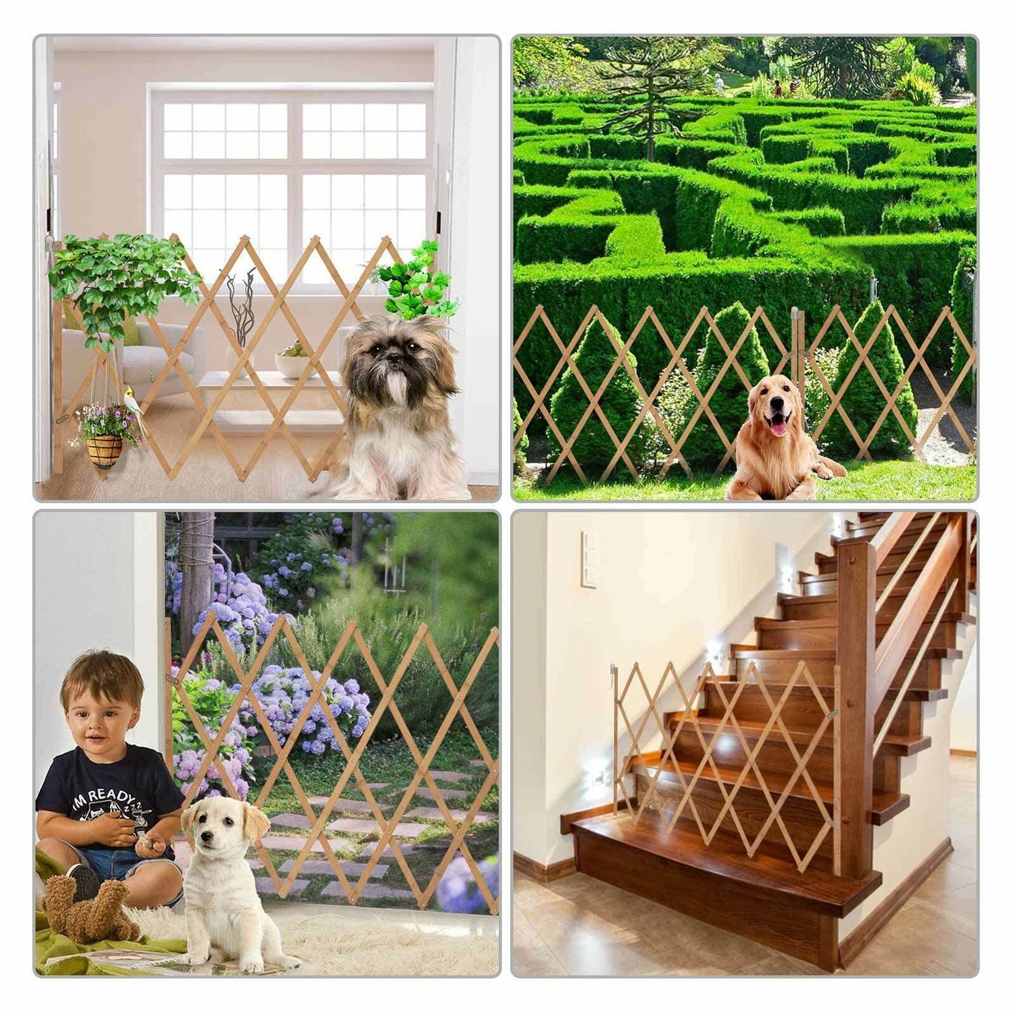 AllRight Dog barrier gate Dog gate Pet gate Staircase safety gate Wooden Mounting hardware 75 x 105 cm