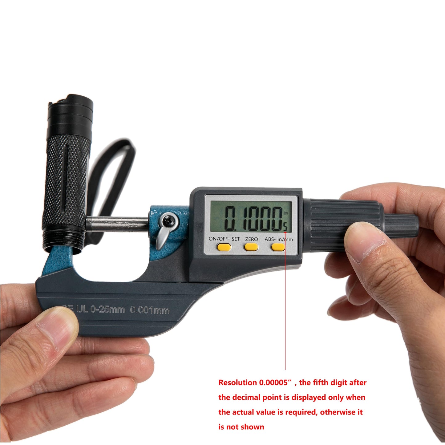 Beslands micrometer digital caliper 0-25mm/0.001mm high precision electronic digital micrometer micrometer caliper length measuring tool micrometer 0.001mm(0.00005")