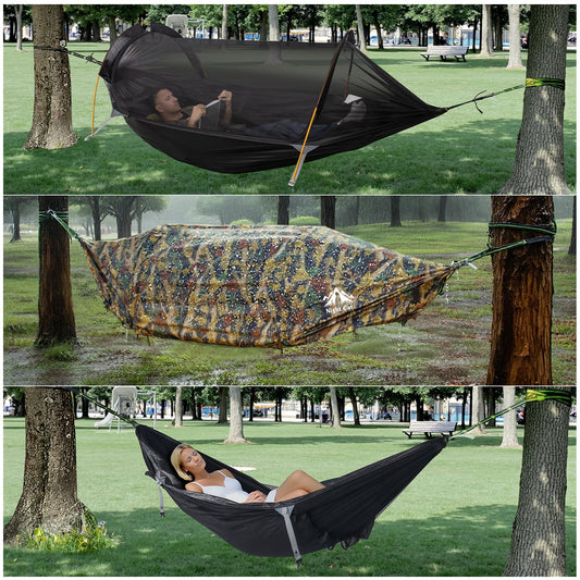 Night Cat hammock tent with mosquito net waterproof rainfly For 1 person hiking camping in backyard garden Wild camouflage Pro
