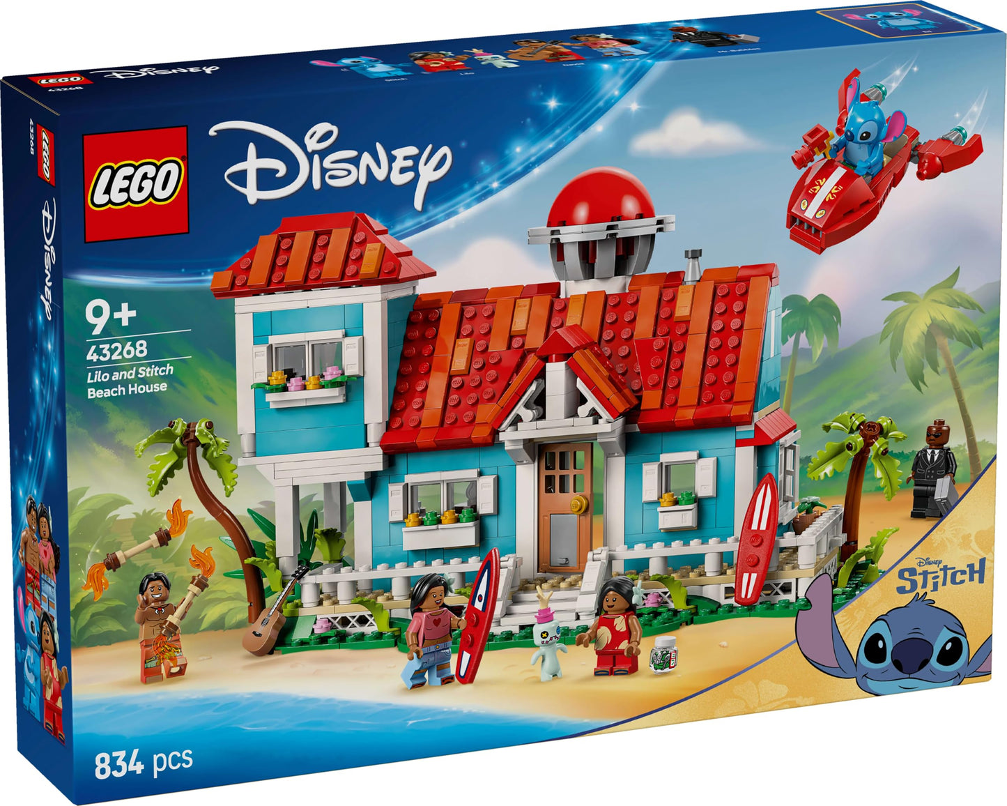 LEGO ǀ Disney The beach house from "Lilo and Stitch" - building toy with 6 rooms, observatory, spaceship, and 5 minifigures - birthday gift for girls & boys aged 9 and up and fans 43268