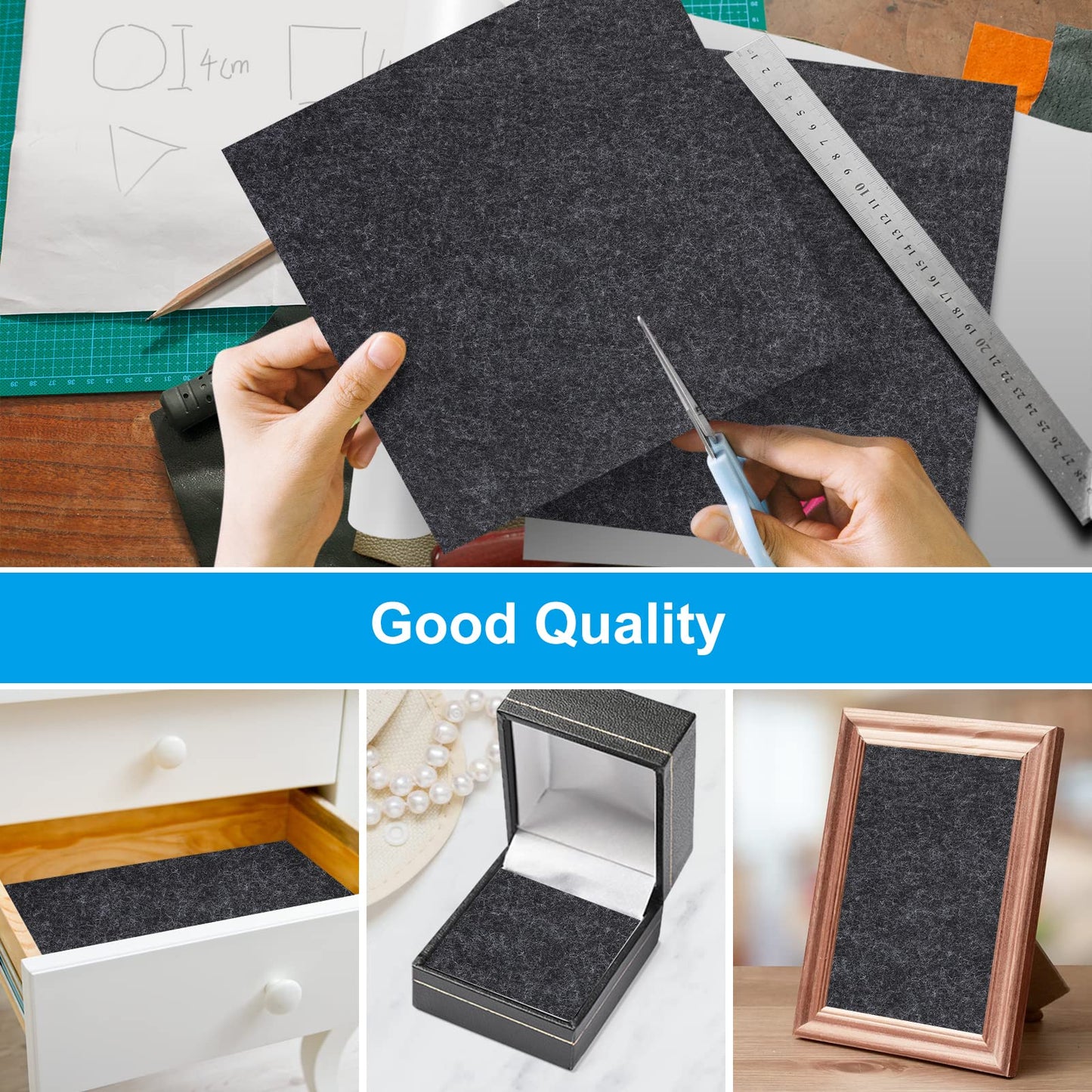 Self-adhesive felt gliders, 60x150 cm felt, furniture glider felt pads, Black-gray multipurpose adhesive glider mat tape, Strong felt adhesive tape for couch, table legs, chair furniture feet