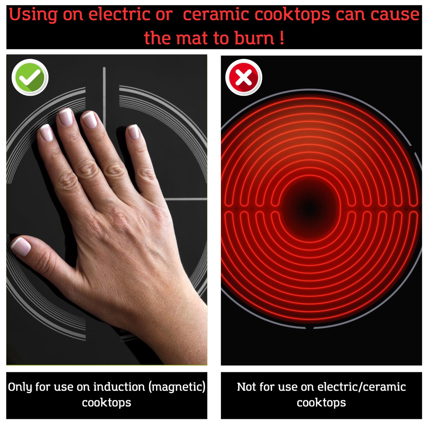 HomeMakers Translucent Induction Cooktop Protection Mat | Large 61x53 cm (Magnetic) kitchen mat protects cooktops from scratches | Heat resistant stove cover | Multifunctional silicone mat