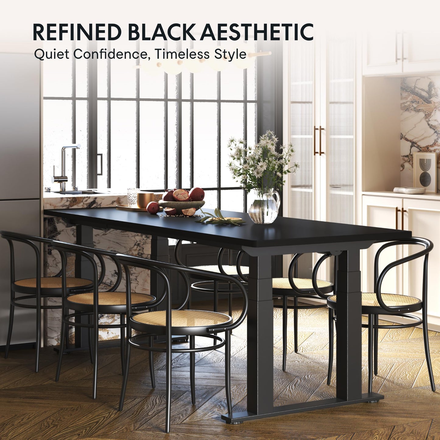 FLEXISPOT Tabletop 120x60 cm, 25 mm thick – Single-piece desktop, DIY office desk surface – Ideal for height-adjustable desks (Black)