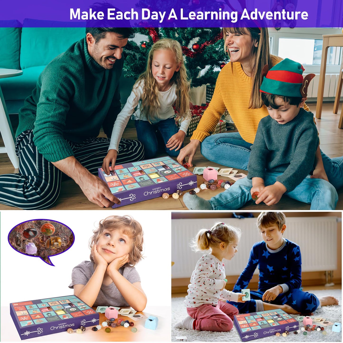 Advent calendar 2024 for kids Crystals, 24 days of Christmas Advent calendar countdown surprises, Natural gemstones the best gift for boys, girls, and geology enthusiasts (#4)