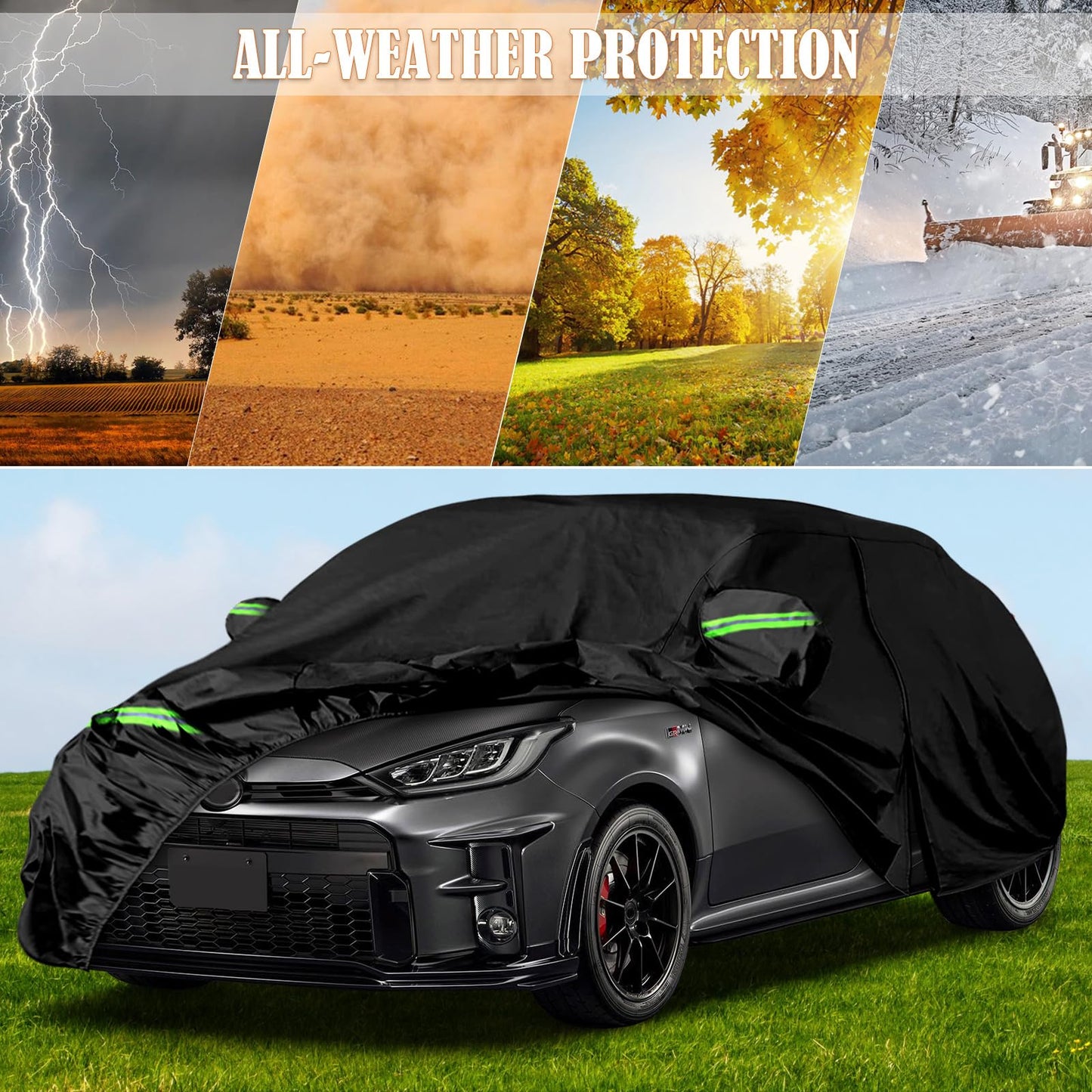 JUDANNA Car Cover Waterproof Replacement for Toyota Yaris Vitz XP130/XP210/GS/GR/GRMN Hatchback 2011-2025, Full Garage Car Cover Outdoor Cover Dustproof Sun UV Protection Snow Protection