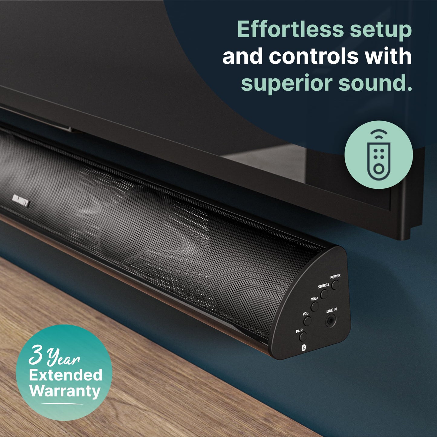 MAJORITY Snowdon Soundbar for TV | 120W 2.1 speaker with integrated subwoofer | Bluetooth | 81CM Sound Bar (White)