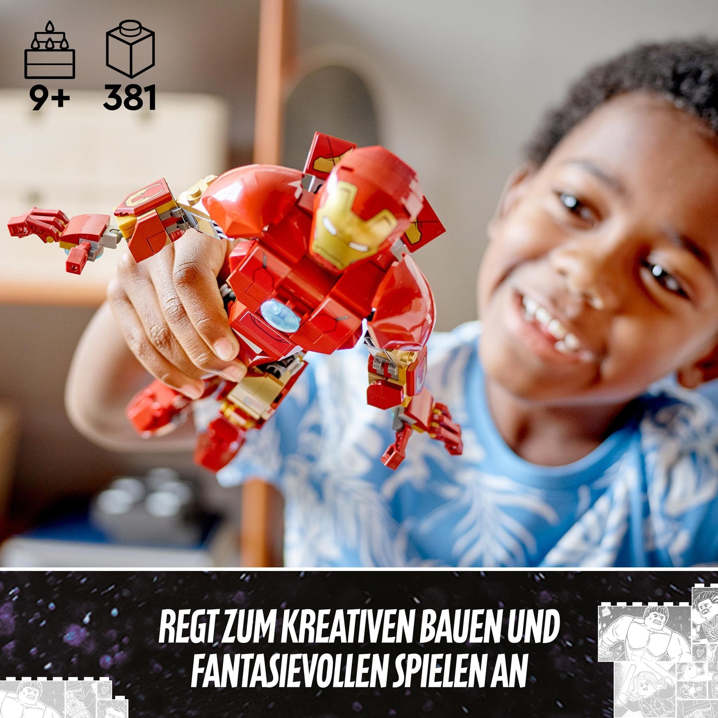 LEGO 76206 Marvel Iron Man Figure, toy and decoration model for collecting and building for kids aged 9 and up from Avengers: Age of Ultron, Infinity Saga
