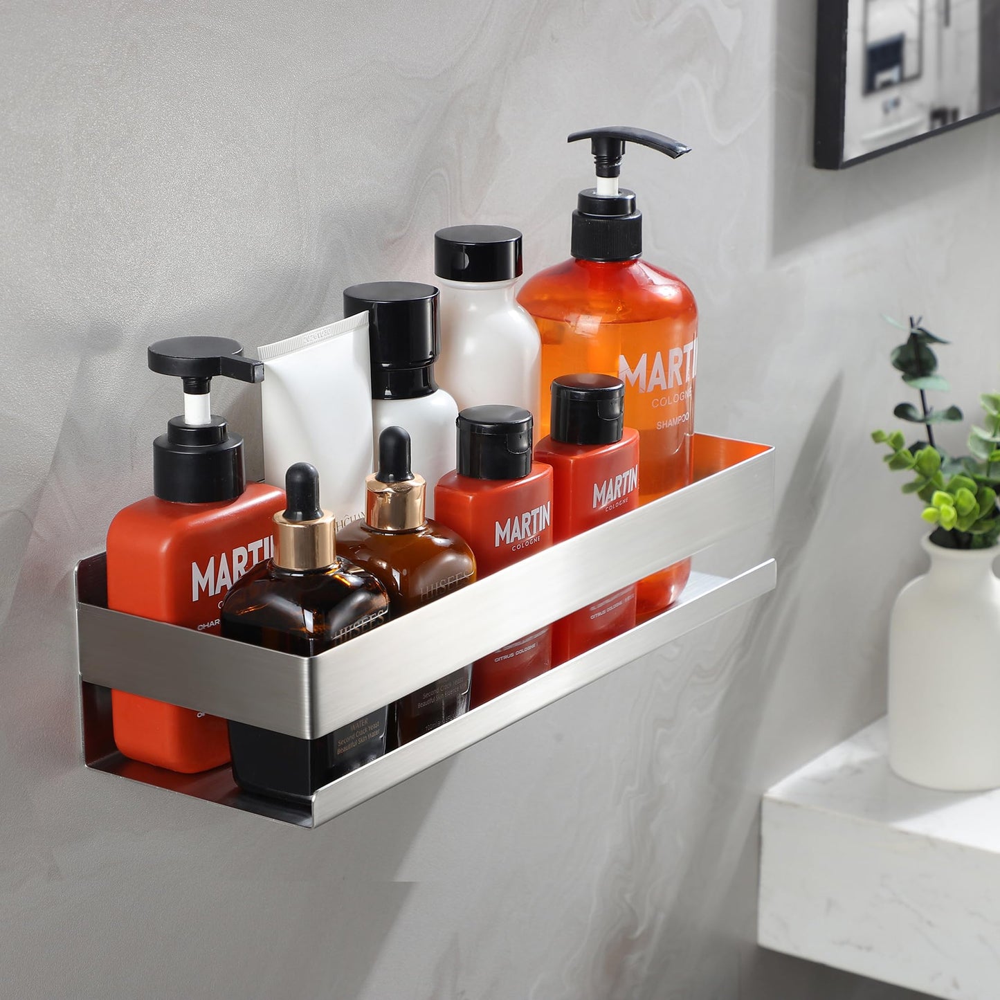 Cooeco Shower Caddy Without Drilling - Shower Shelf Without Drilling 2 Pack, Self-adhesive Shower Caddy Bathroom Shelf in Stainless Steel for Bathroom and Kitchen
