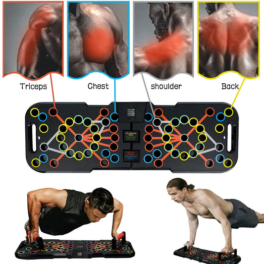 Surplex Foldable 41-in-1 Push Up Rack Board System with Hand Grip Loops Bands & Intelligent Counter, Push-Up-Bracket Board Muscle Training System for Home Fitness Training Gym Exercise Stand