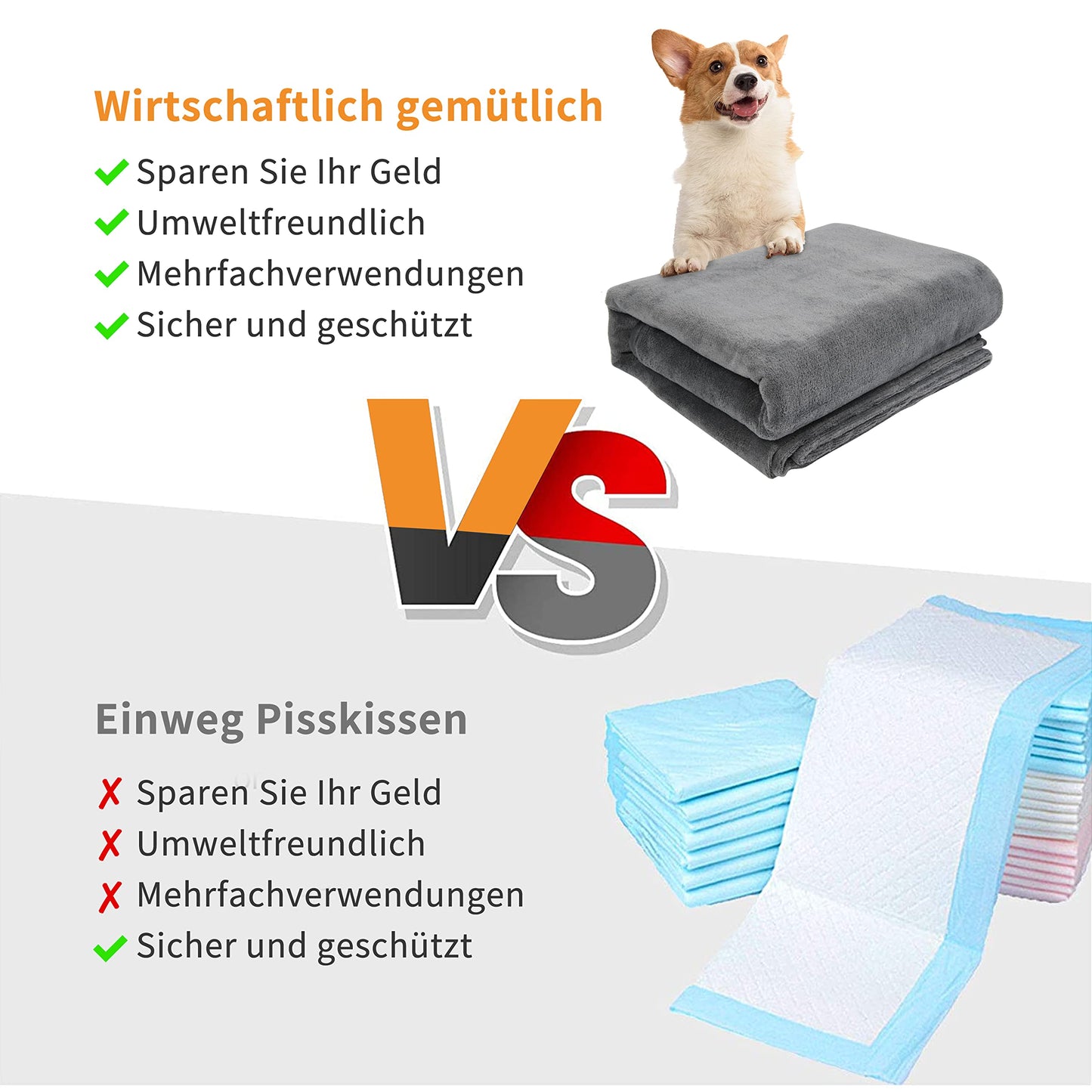 2-Pack Puppy Training Pads, Washable, 104*104cm, Quick Absorbent Pet Hygiene Mat, Reusable Training Pads for Puppies, Large, Senior, or Incontinent Dogs, Gray.