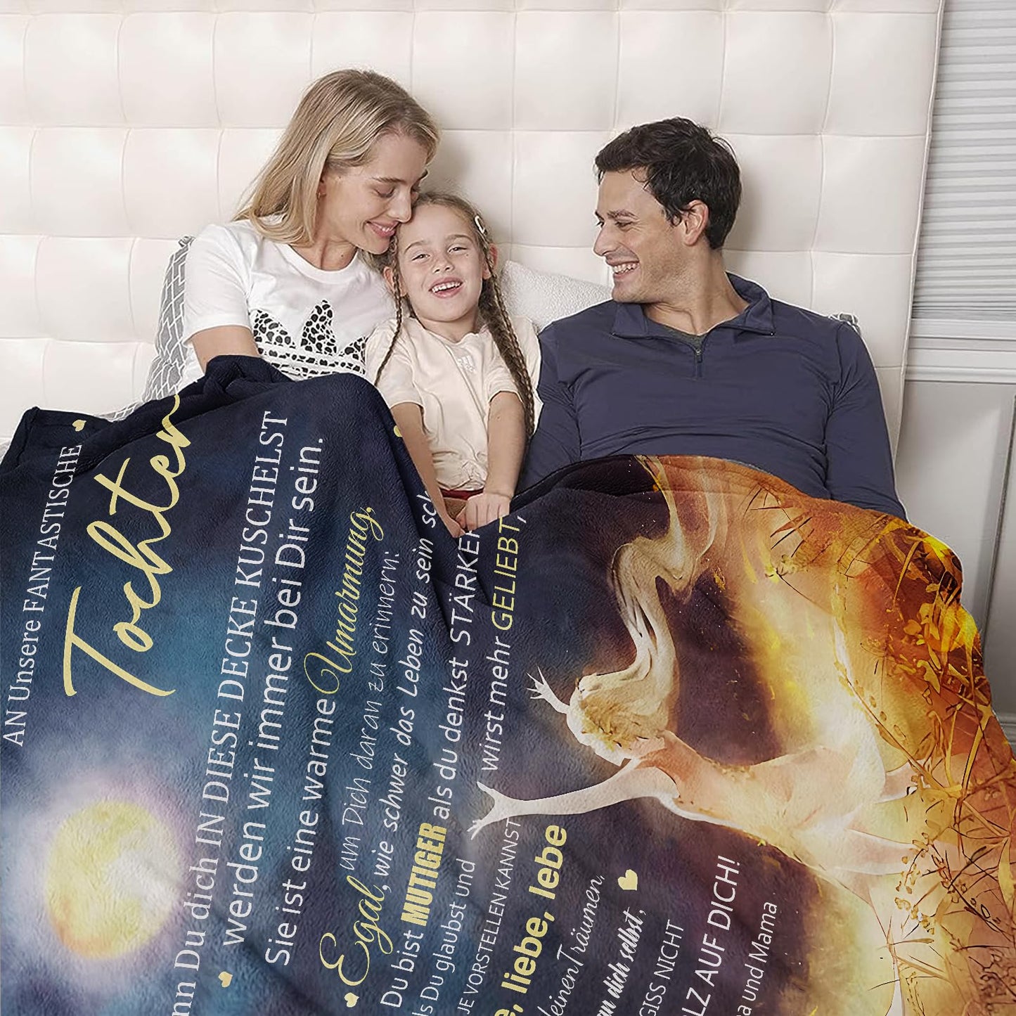 Cuddle blanket fluffy to our daughter from parents, Personalized gifts blanket German Mom and Dad to Daughter Coverlet Positively Encourage Fleece blanket Throw blanket Sofa blanket (150×200cm)