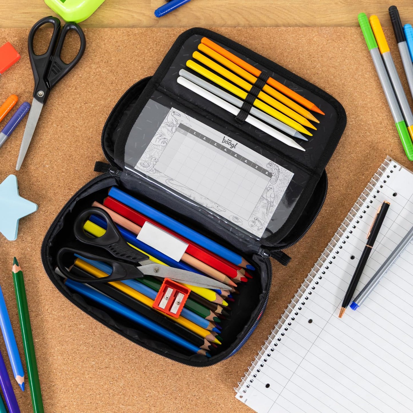 Baagl pencil case for boys - school pencil case for stationery - school supplies pen case, children's pencil case, case for school (Skate Indigo)